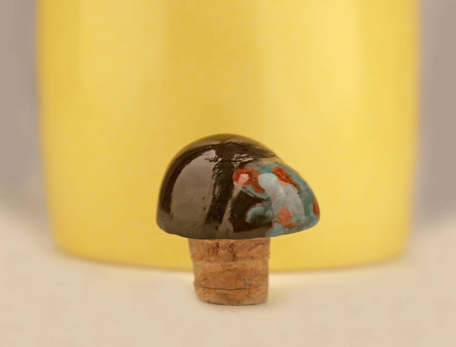 Robj Like Art Déco French Glazed And Painted Porcelain Bottle With Cork Stopper photo vintage