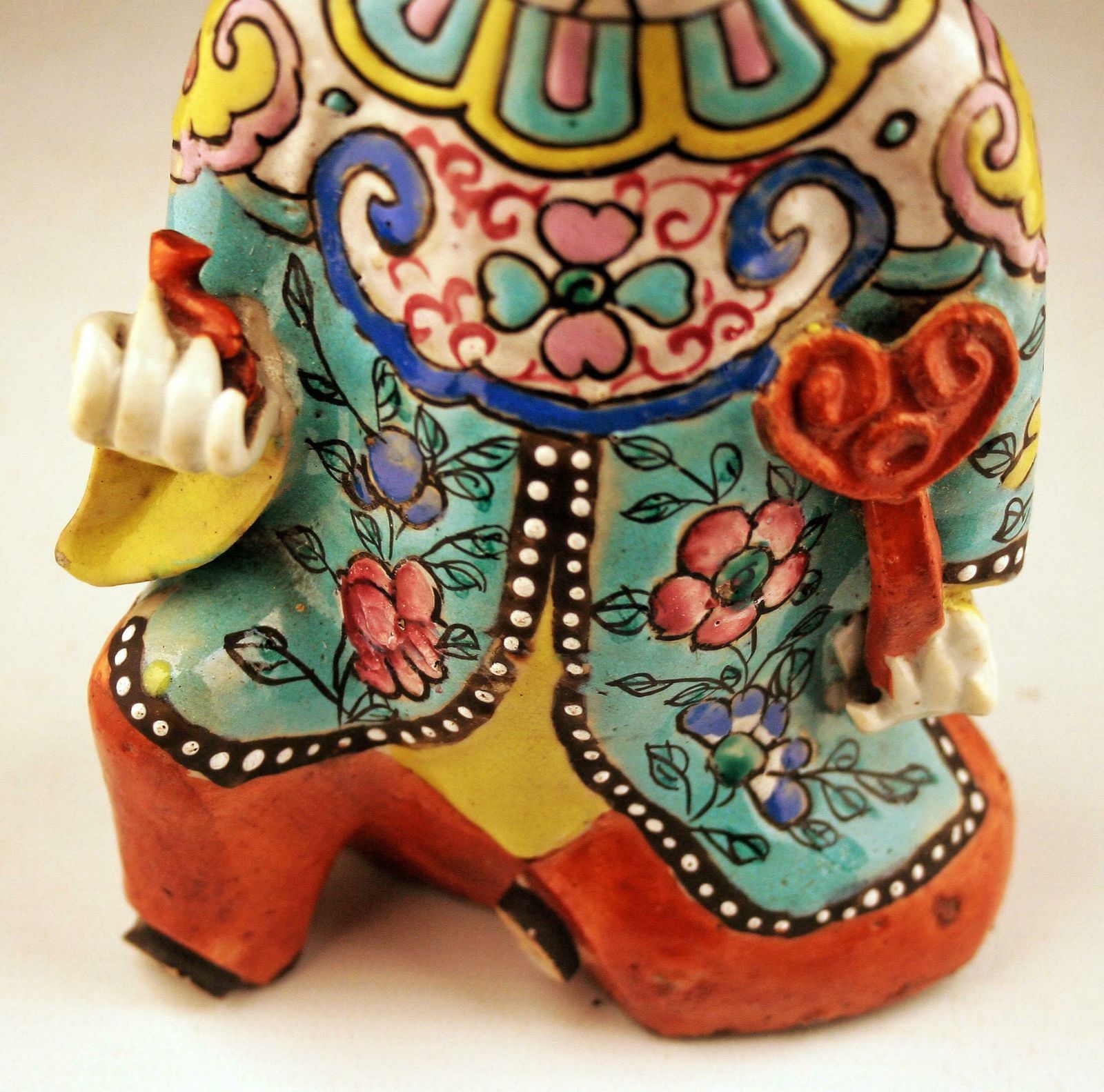 Pair Of Mid 19th Century/Qing Dinasty Enameled Chinese Porcelain Figurines Depicting A Laughing Boy Kneeling And Another Lying Down photo 1825.0