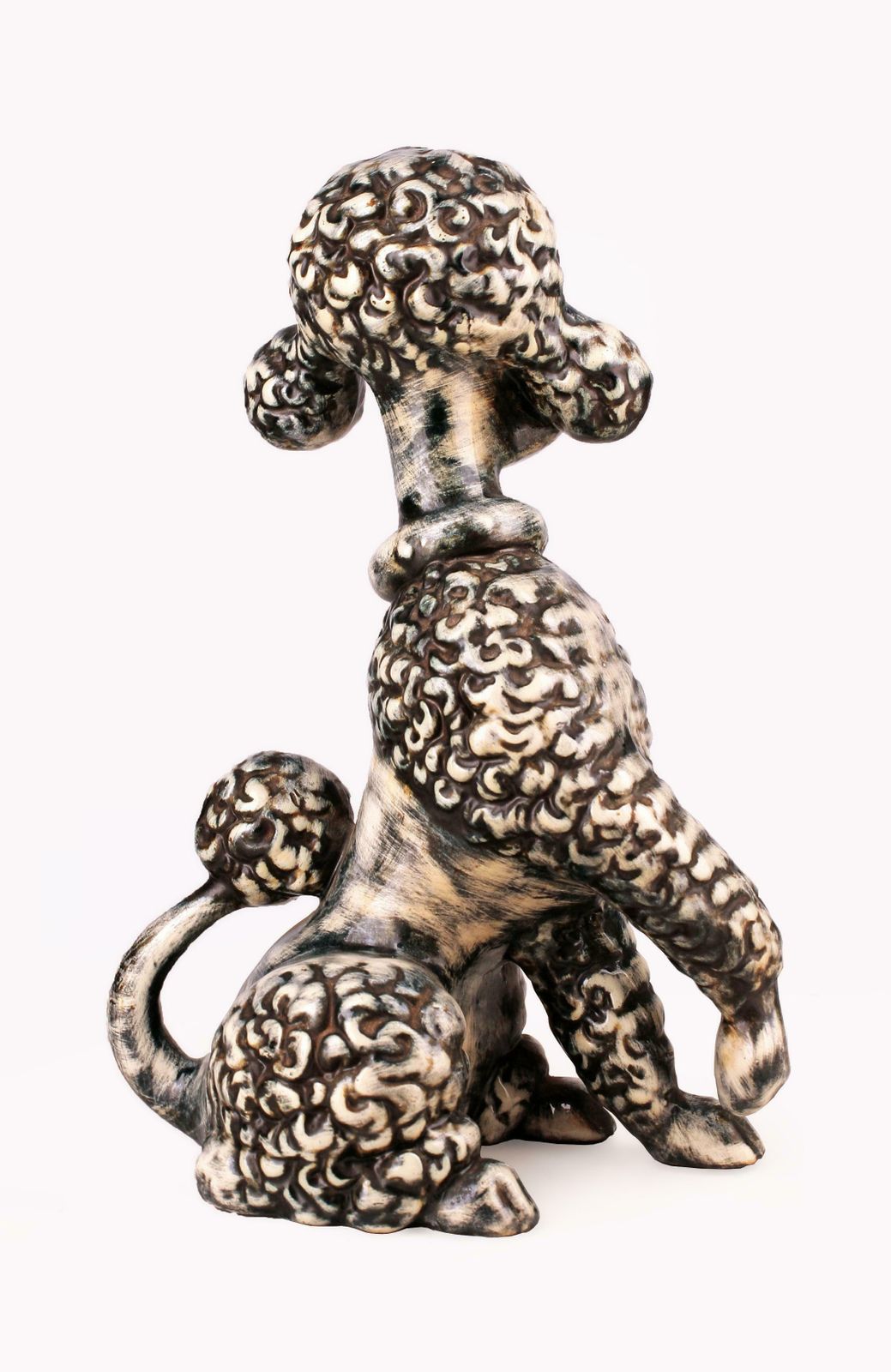 Mid 20th Century French Unglazed Hand Painted Ceramic Figurine Of A Poodle/Dog By Atelier Primavera Au Printemps photo Home Decor