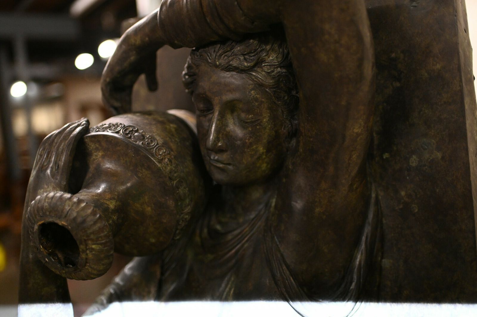 Pair Xl Bronze Fountains   Italian Maiden Statues Garden Plaques photo vintage