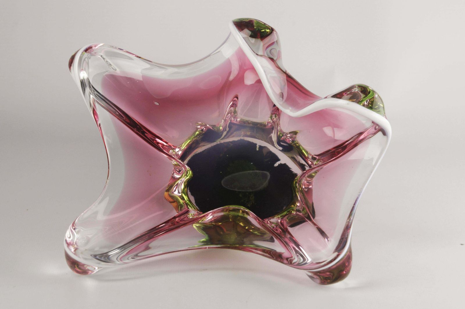 Mid 20th Century Modern Czech Art Glass Decorative Bowl By Josef Hospodka For Chribska Glassworks photo Home Decor