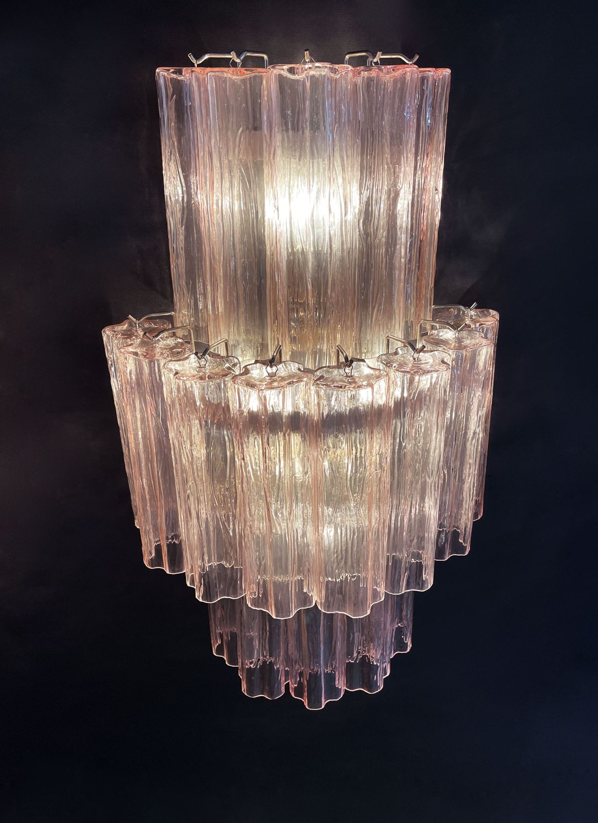 Fantastic Pair Of Murano Glass Tube Wall Sconces   18 Pink Glass Tube photo Lighting