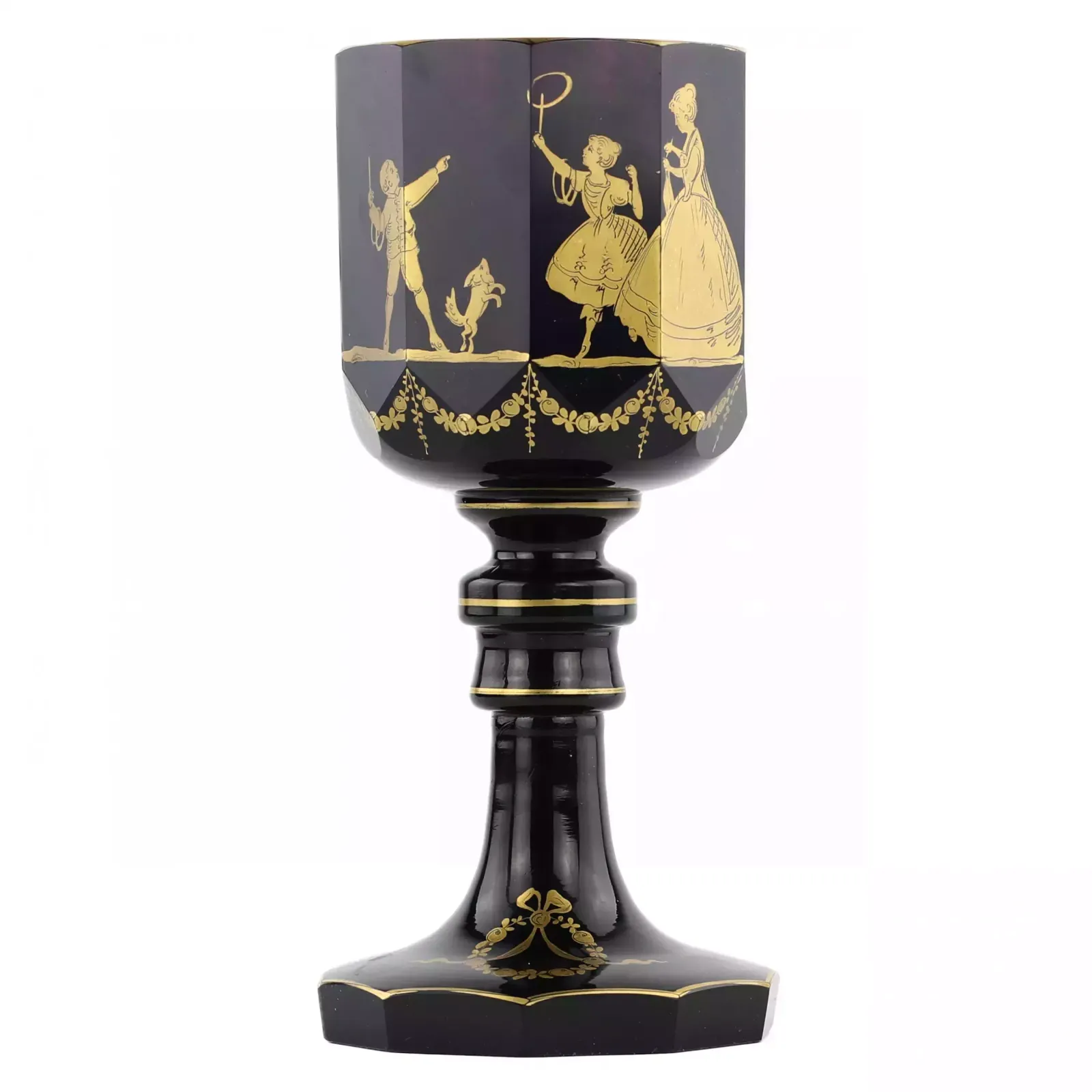 Decagonal Violet Crystal Glass With Gold Decoration. St. Petersburg, 1810. photo furniture