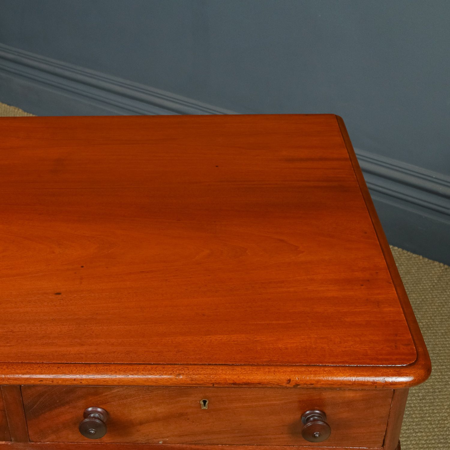 2350.0 English Victorian 5ft Figured Mahogany Office Writing Pedestal Desk (Circa 1850) photo