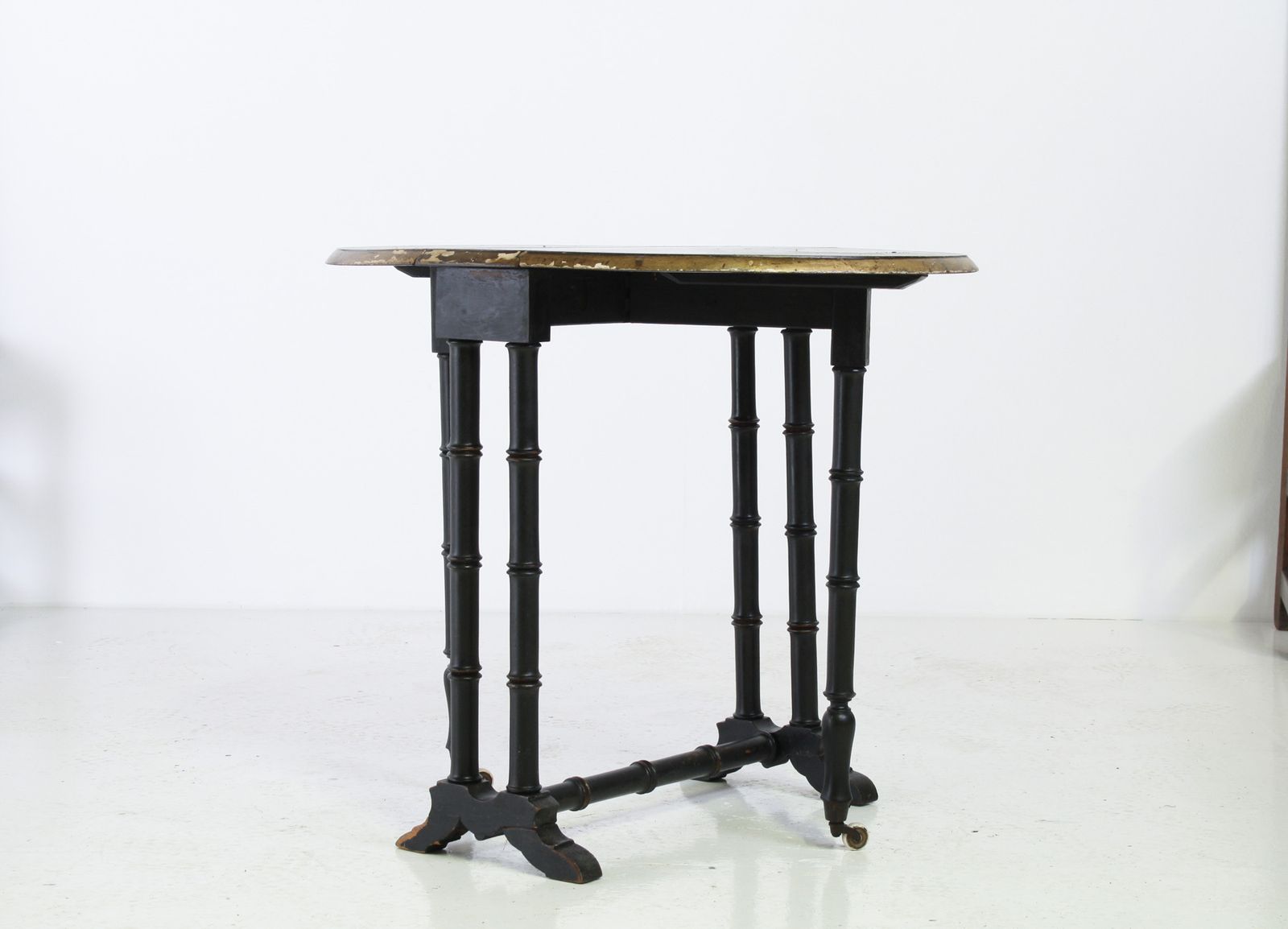 Victorian Ebonised Faux Bamboo Gate Leg Occasional Side Table