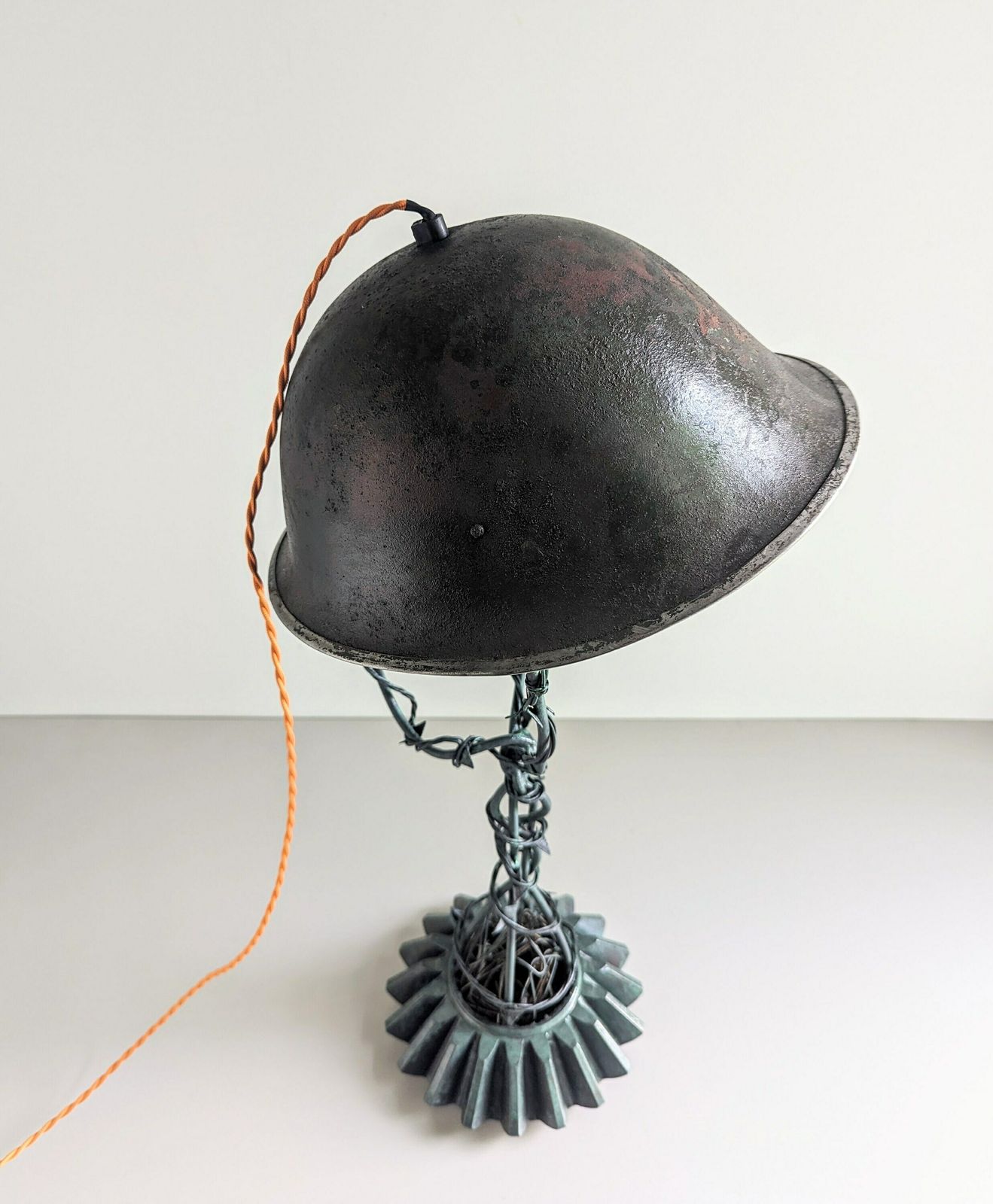 Bespoke War Relic Table Lamp Made Of Original British Mark III Medic Helmet photo 299.0