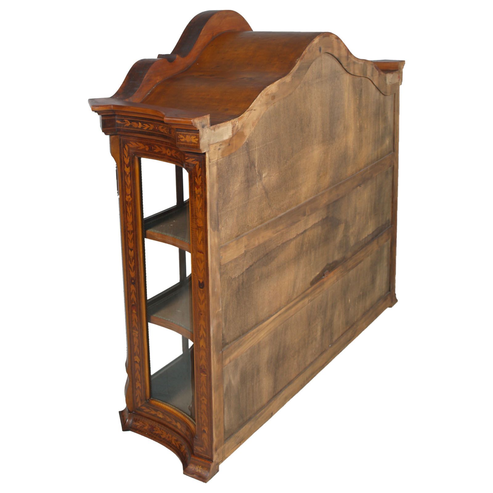 18000.0 1930s Venetian Walnut Baroque Sideboard With Vitrine Richly Floral Inlaid photo