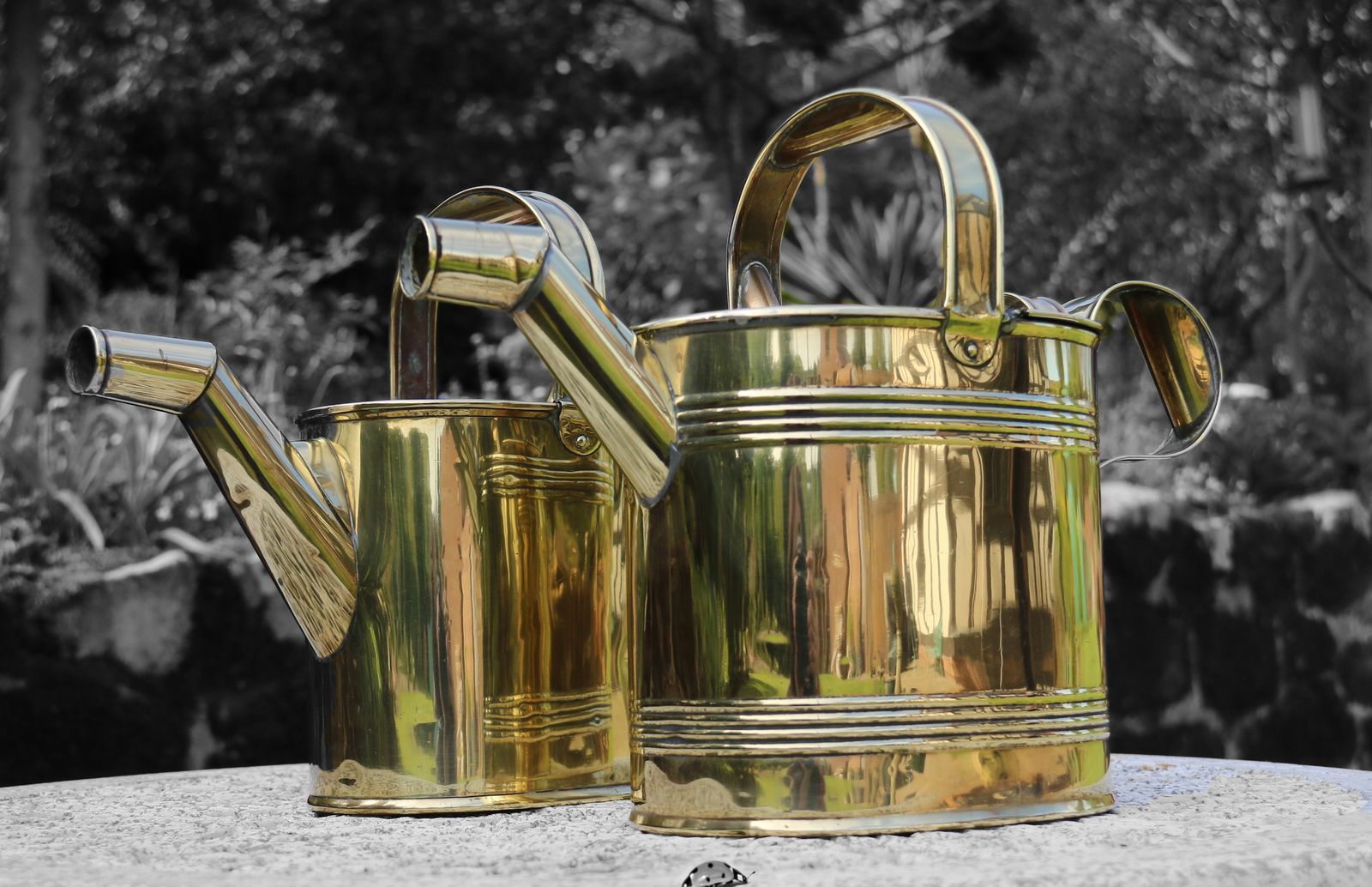 A Matched Pair Of Late 19th C Country House Type Brass Watering Cans From The Langham Hotel, London photo furniture