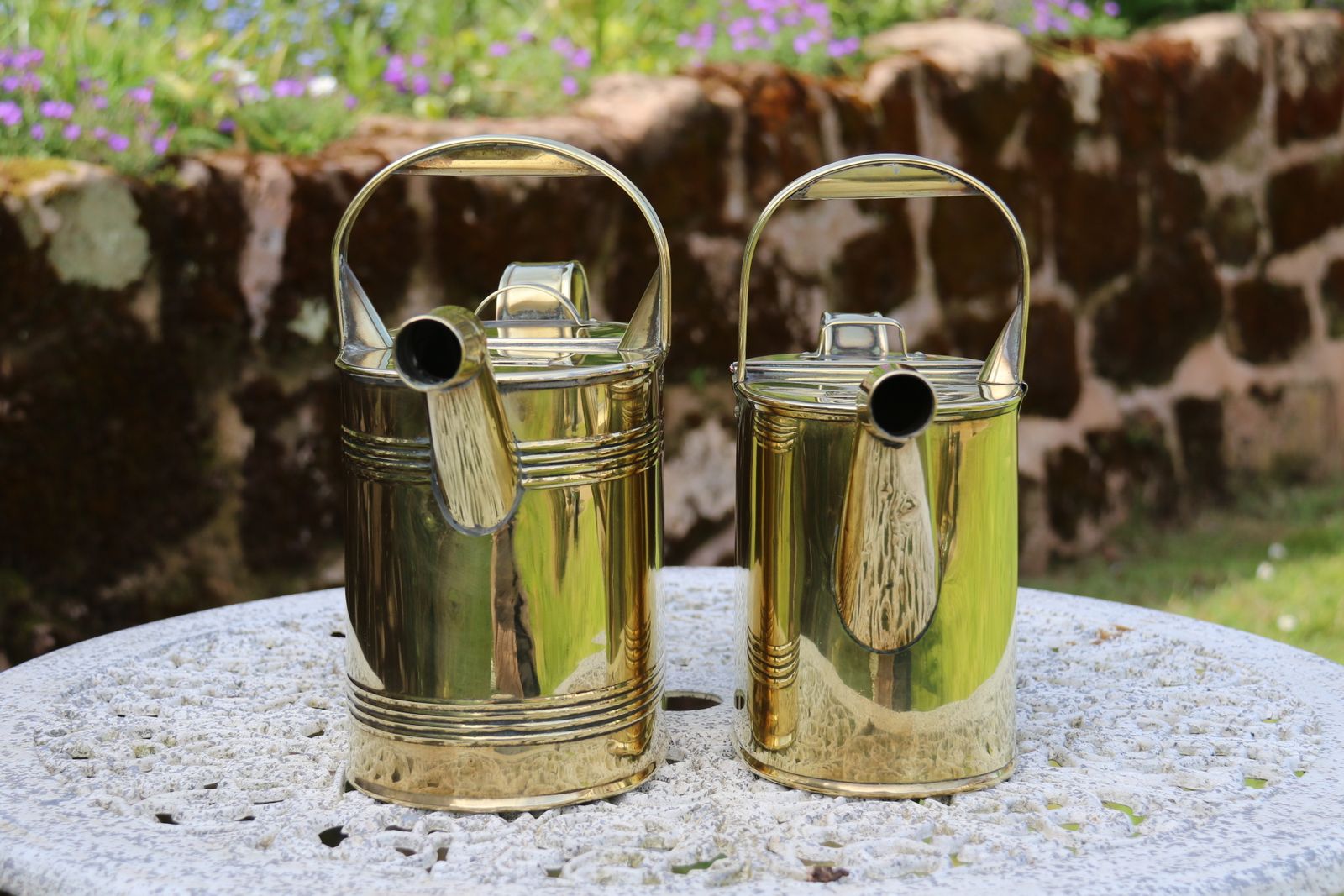 A Matched Pair Of Late 19th C Country House Type Brass Watering Cans From The Langham Hotel, London photo for sale