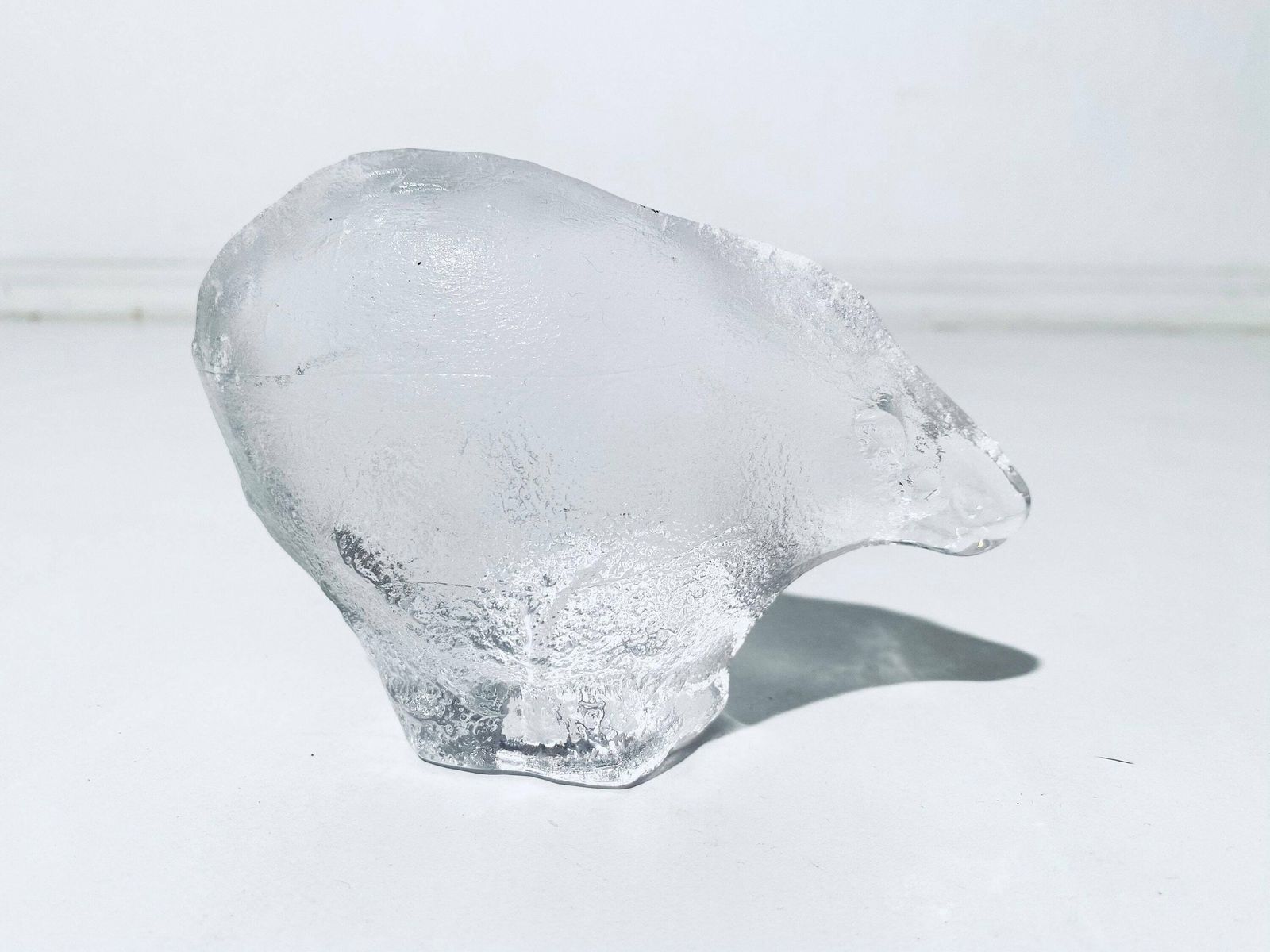 Abstract Pukeberg Glass Polar Bear Decoration Sculpture / Vintage 1970s Sweden photo furniture