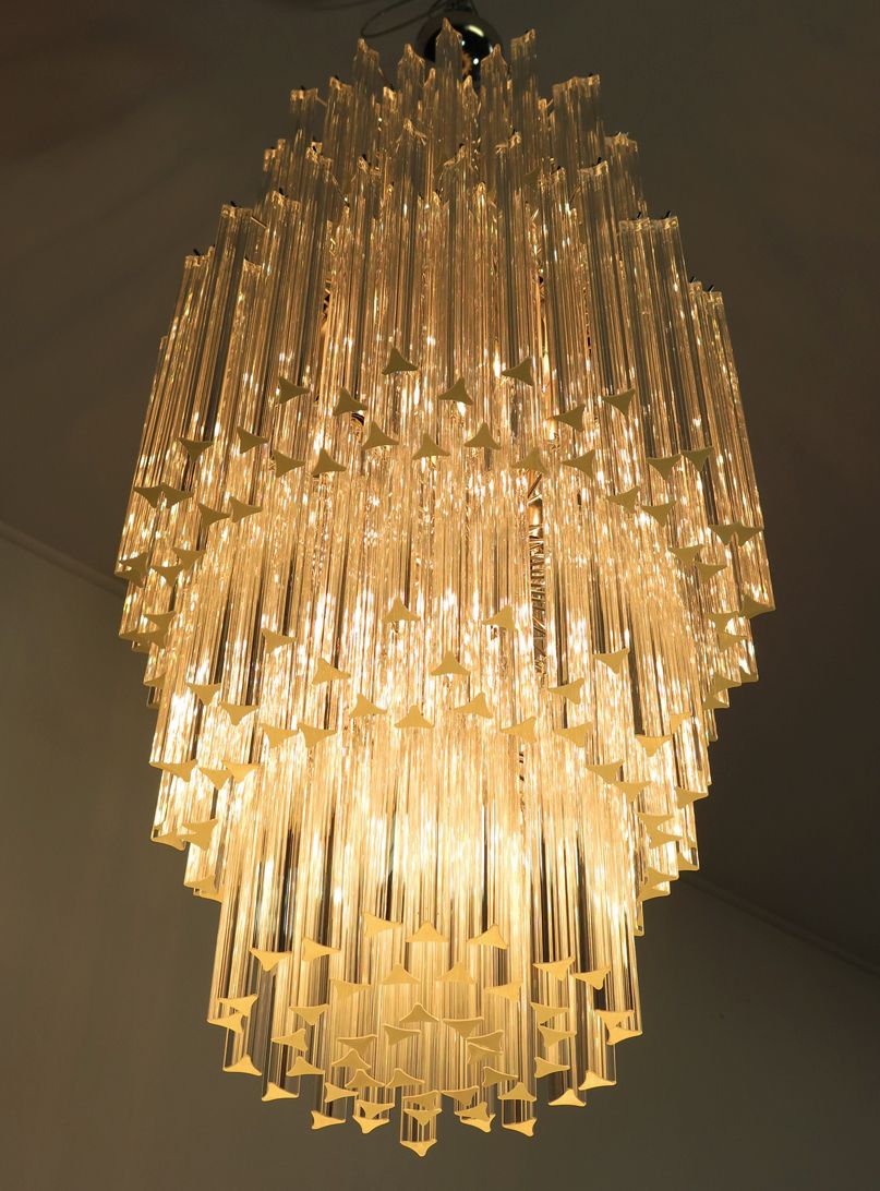 Huge Murano Chandelier Trasparent Triedri – 242 Prism   Arianna Model photo 3400.0