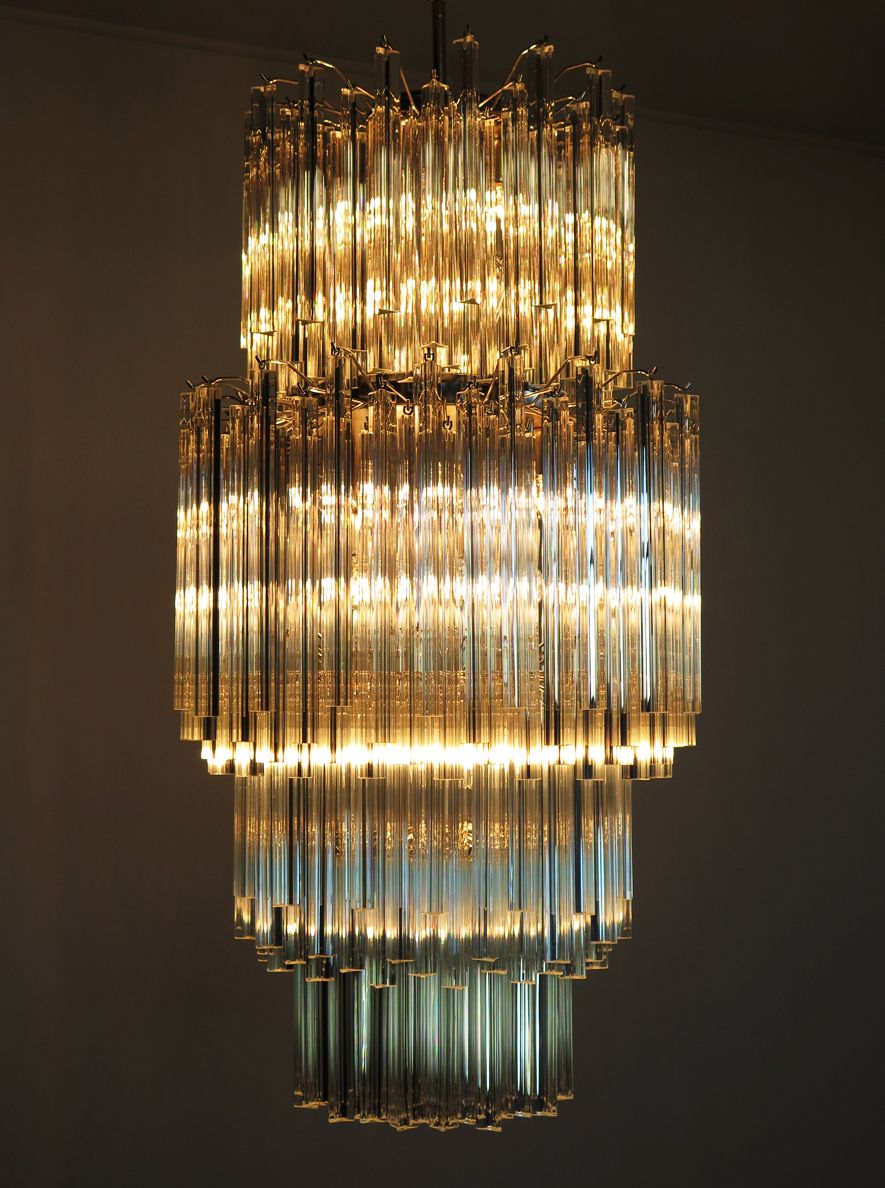 photo for sale Huge Murano Chandelier Trasparent Triedri – 242 Prism   Arianna Model