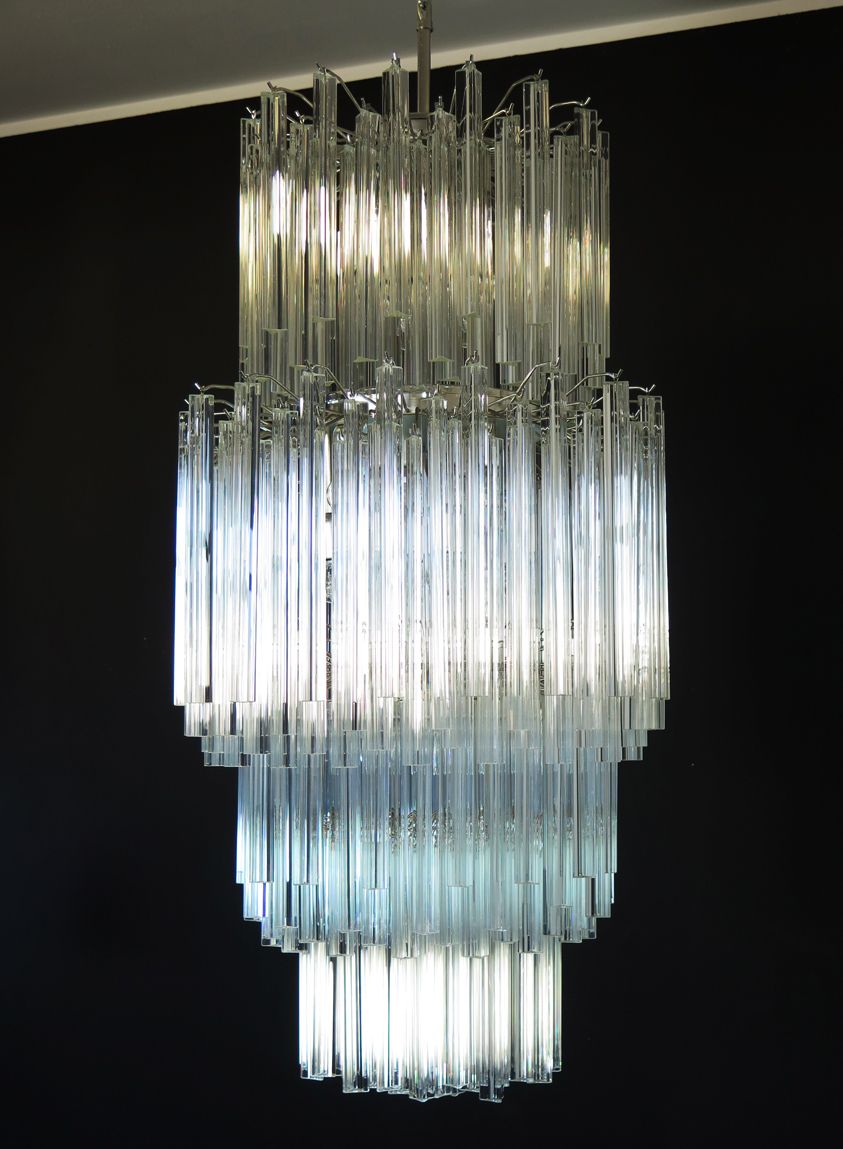 Huge Murano Chandelier Trasparent Triedri – 242 Prism   Arianna Model