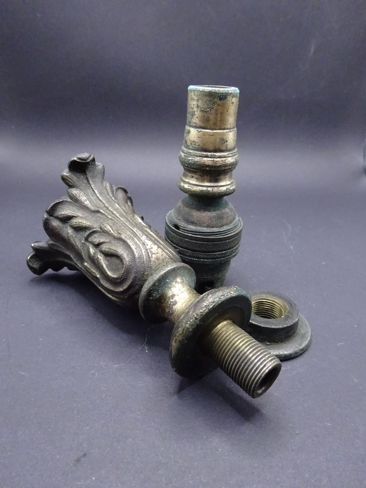 photo furniture Art Nouveau Cut Glass Pendant Light With Bronze Fixtures (Requires New Bulb Holder)