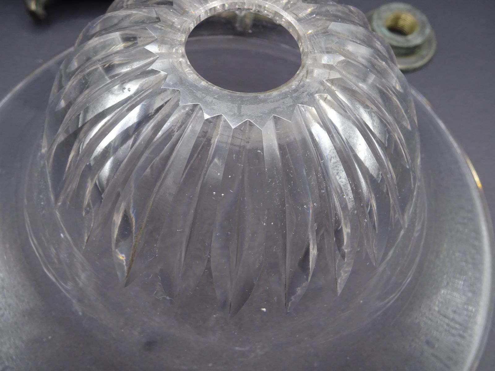 photo buy Art Nouveau Cut Glass Pendant Light With Bronze Fixtures (Requires New Bulb Holder)