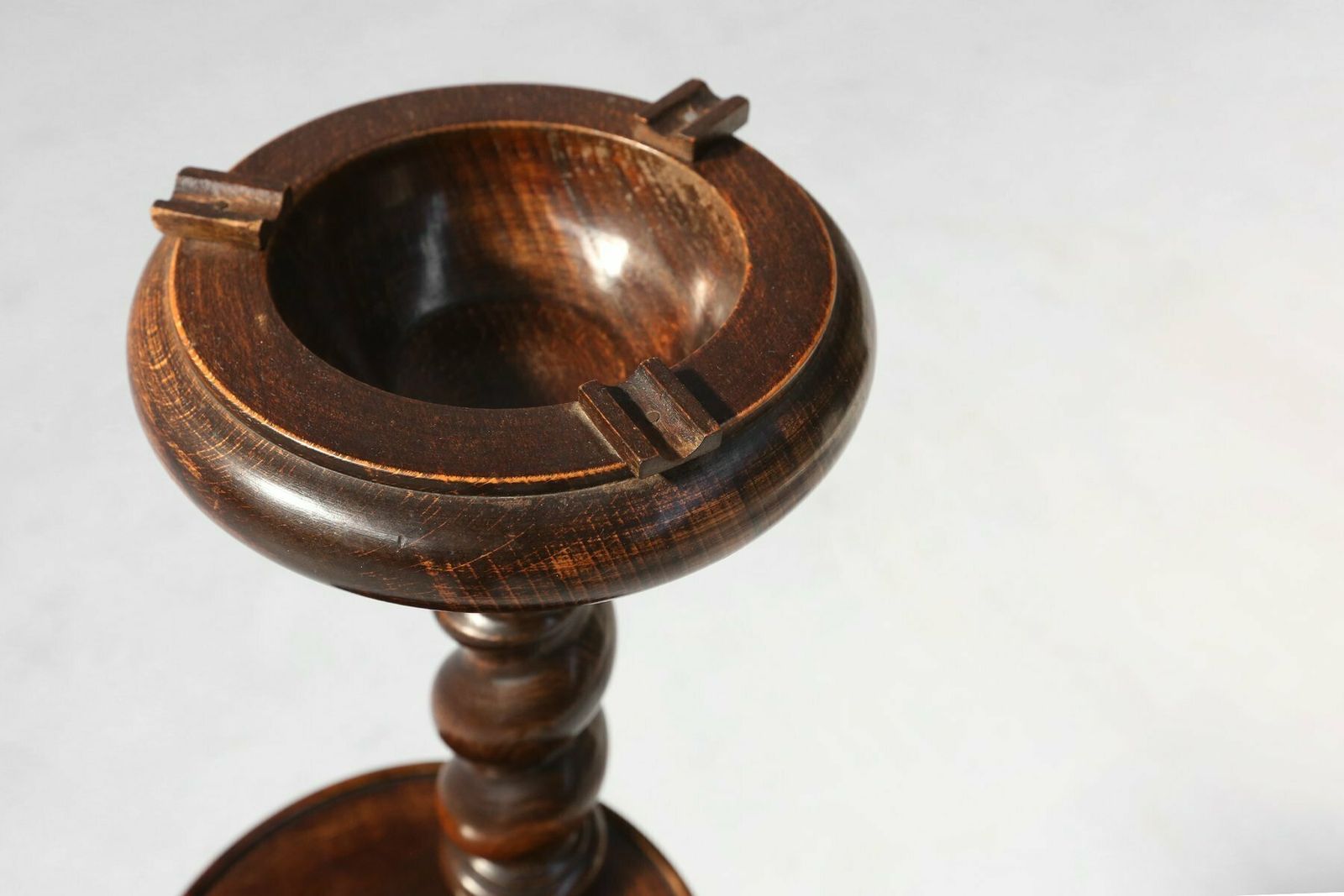 Art Deco Oak Ashtray On Hand Turned Base, France, 1930s photo Home Decor
