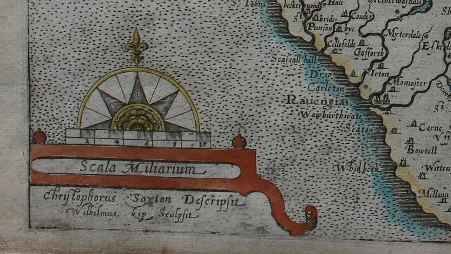 Antique Map Of Cumbria ‘Cumbria Sive Cumberlandia Quae Olim Pars Brigantum’ By Saxton / Kip C.1610 photo furniture