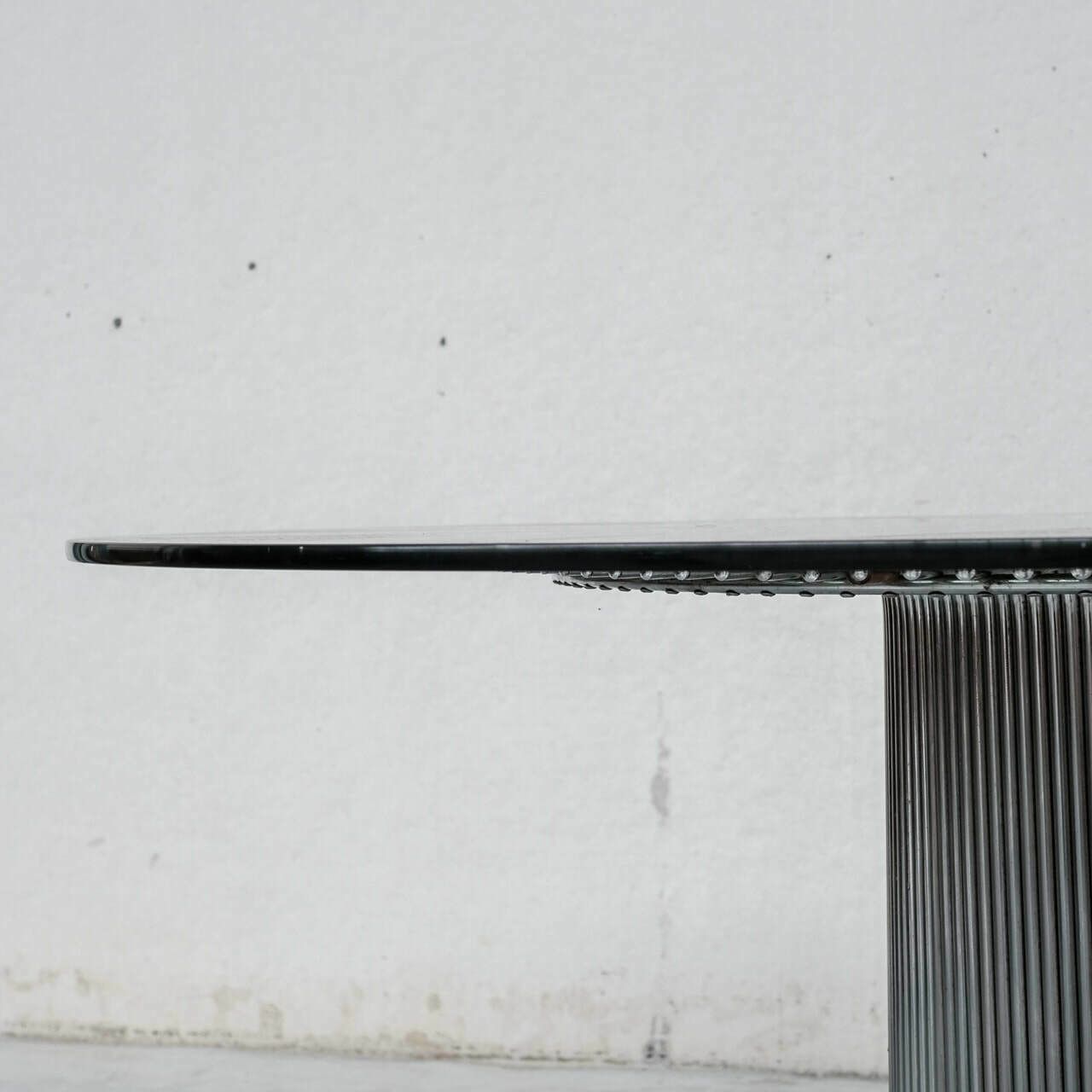 Gastone Rinaldi Mid Century Italian Space Age Chrome Dining Table With Smoke Glass Top photo vinterior