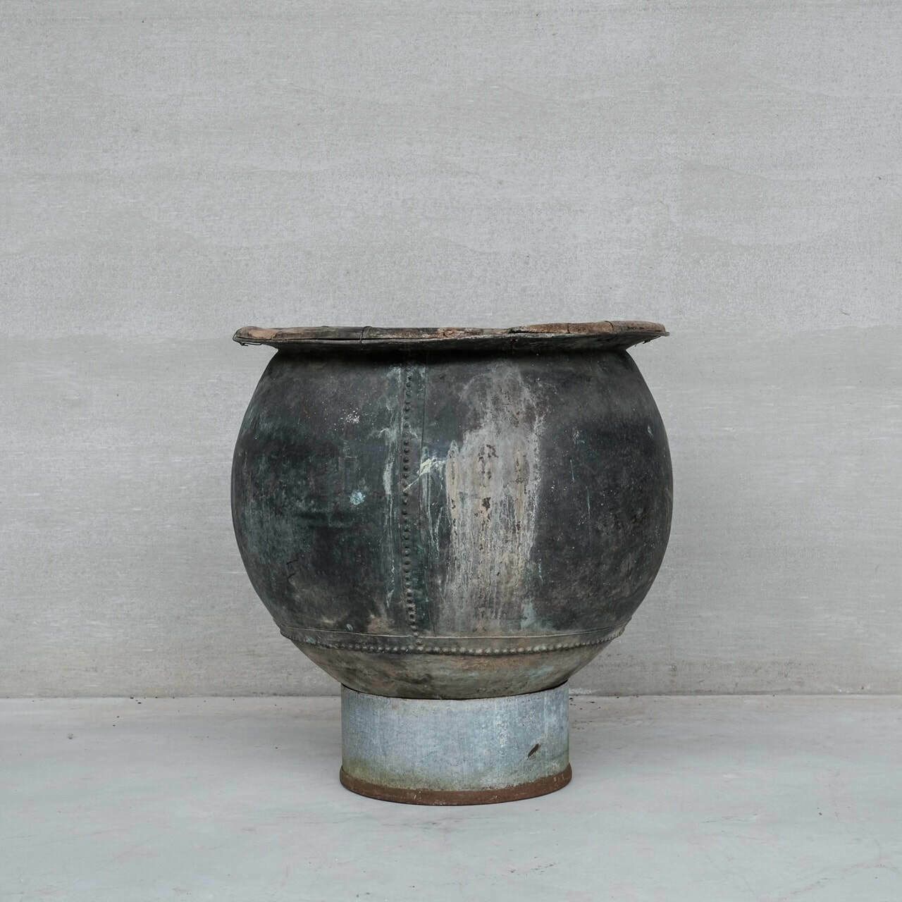 Xl Large Copper Antique French Planter Or Pot