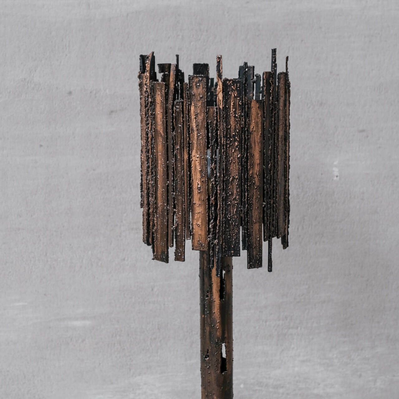 Brutalist Artist Made Metal Mid Century Floor Lamp photo furniture