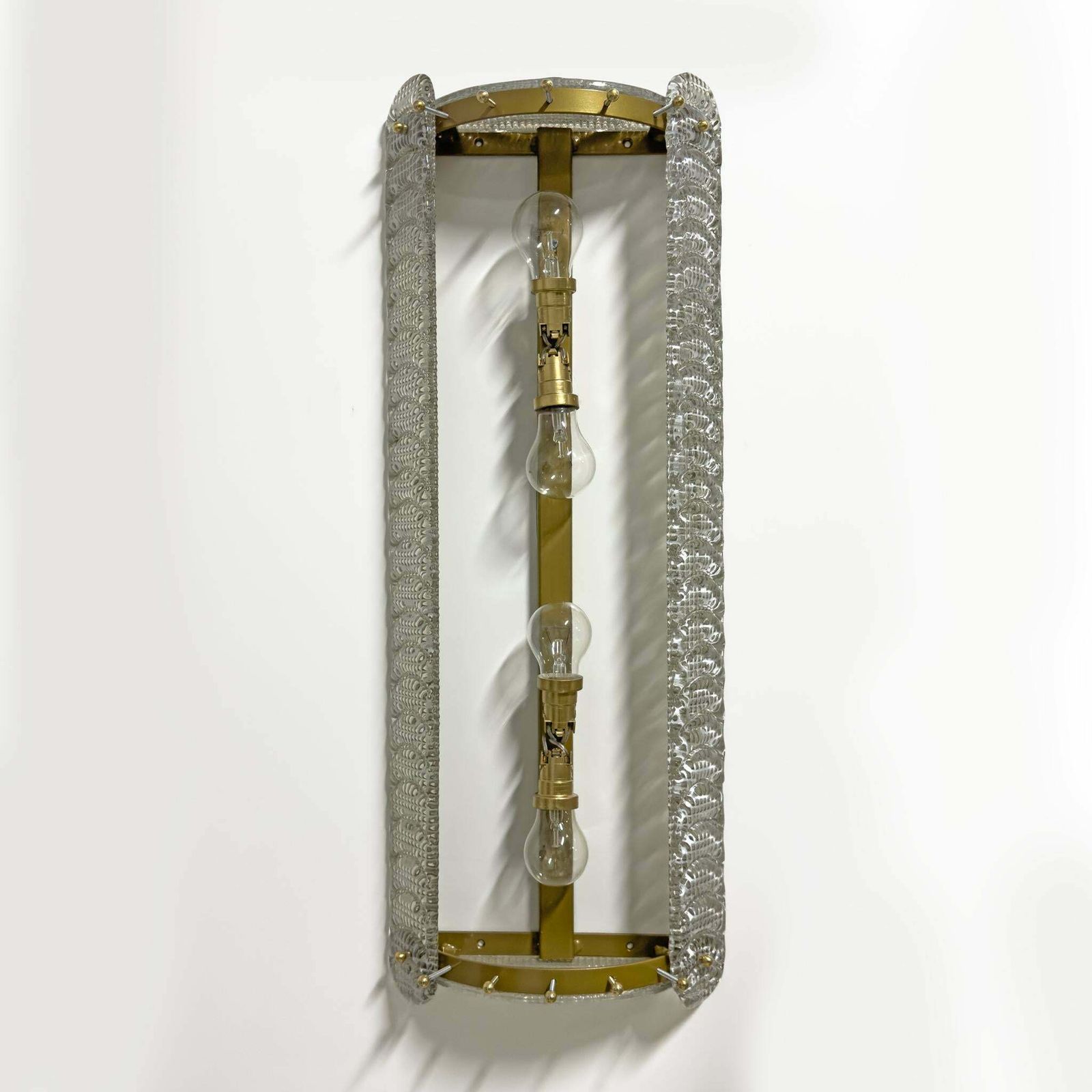 photo for sale Pair Of Mid Century Modern Style Italian Murano Glass Sconces "Reticello", 1990s