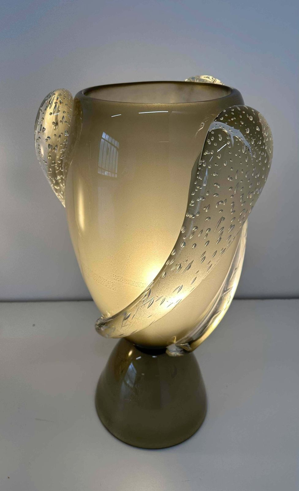 photo furniture Pair Of Italian Art Deco Style Grey And Gold Leaf Murano Glass Vase Lamps