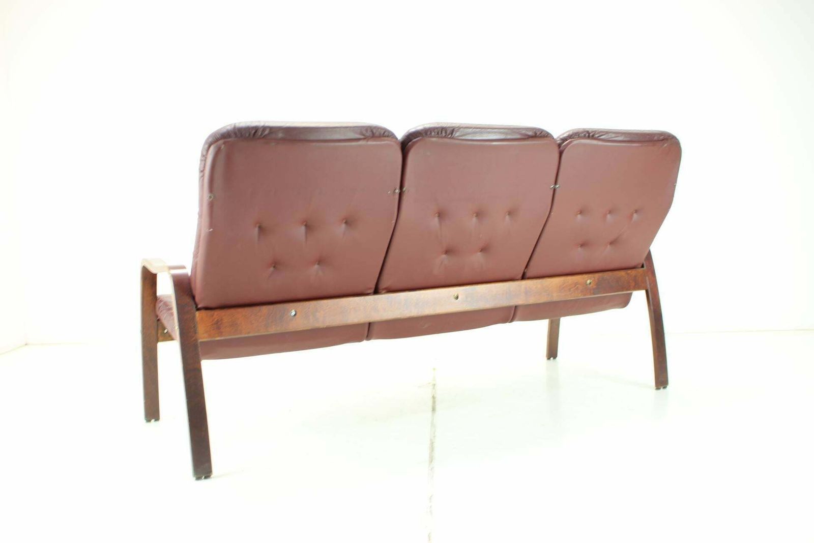 1980 Three Seater Leather Sofa, Ton Czechoslovakia photo 598.0