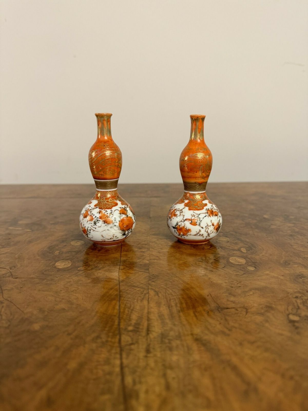 Attractive Collection Of Six Antique Japanese Kutani Shaped Vases photo furniture