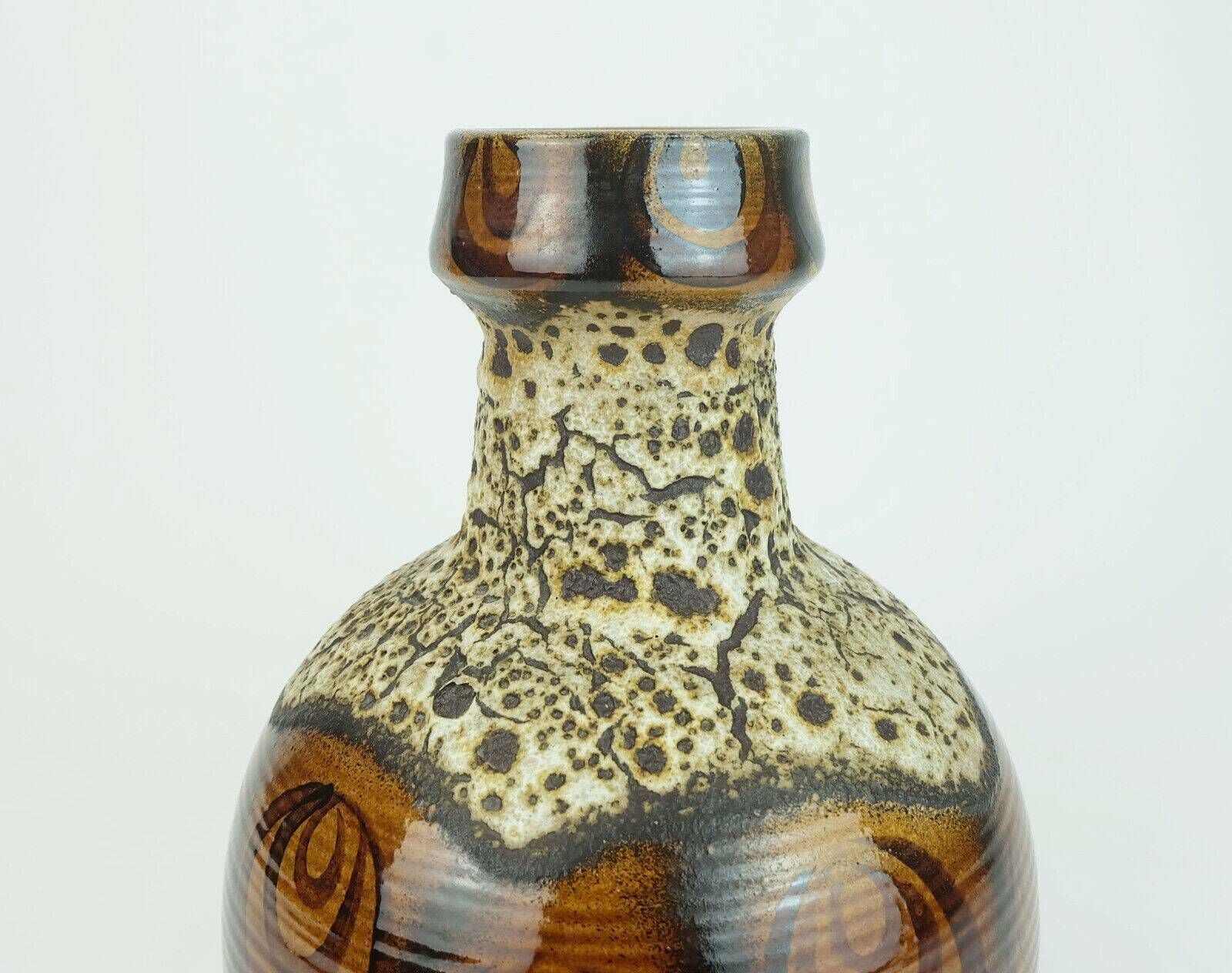 Mid Century Vase Duemler & Breiden Wgp Fat Lava Squiggle Pattern Shades Of Brown And Beige 1960s photo Home Decor