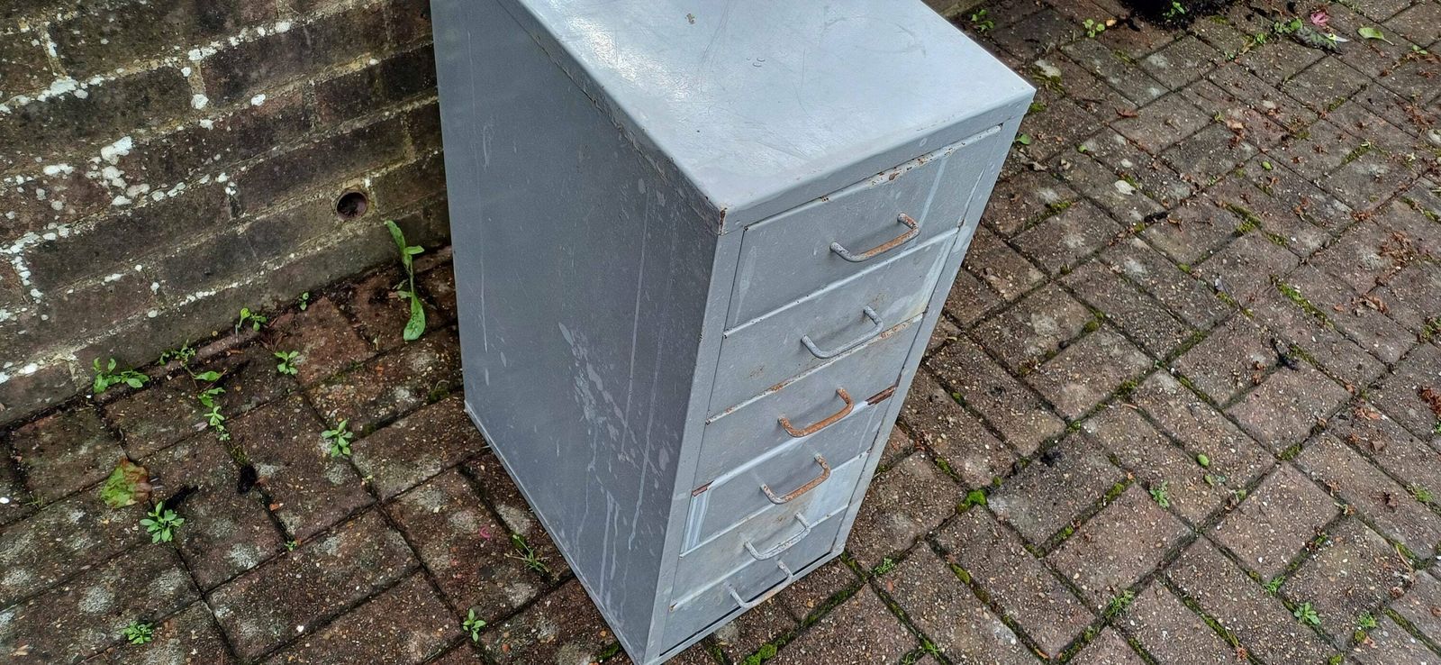 Vintage Retro 80s Grey Metal Filing Drawers Tools Office Artisan Storage photo buy