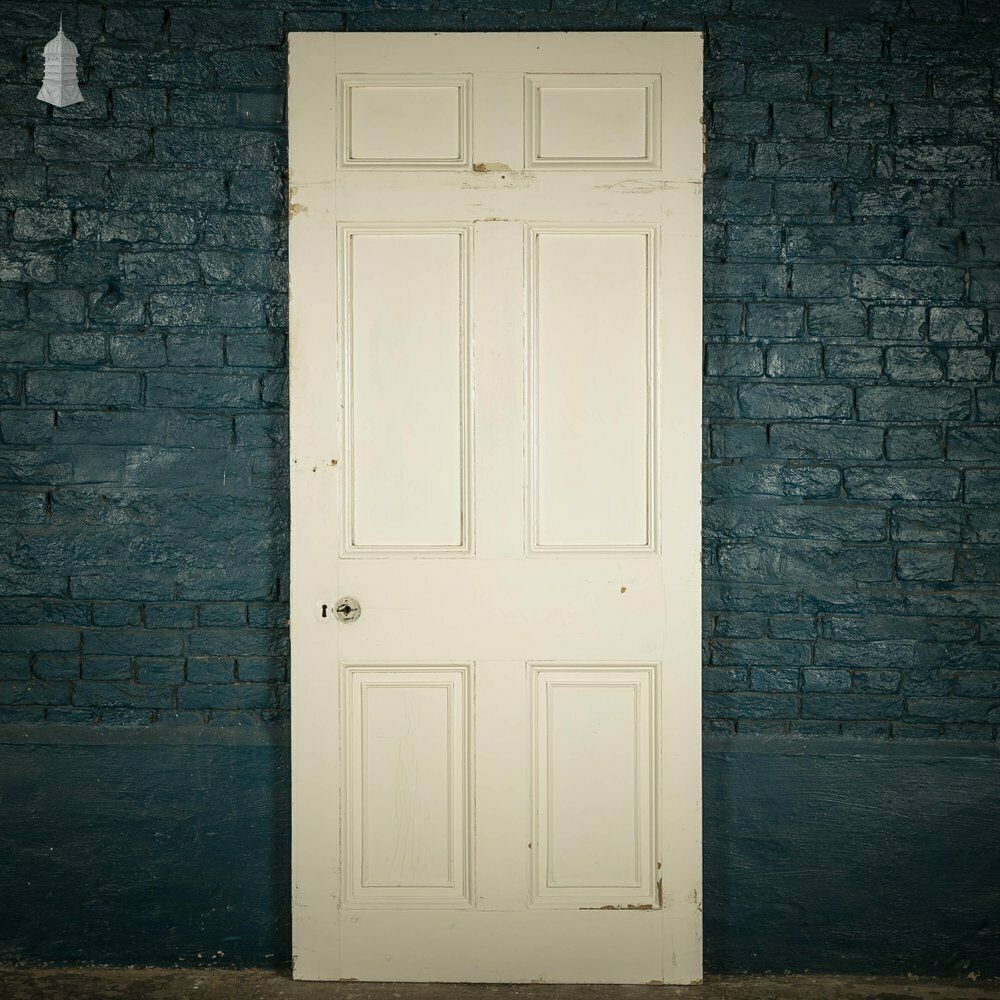 photo furniture Pitch Pine Paneled Door, 6 Panel White Painted