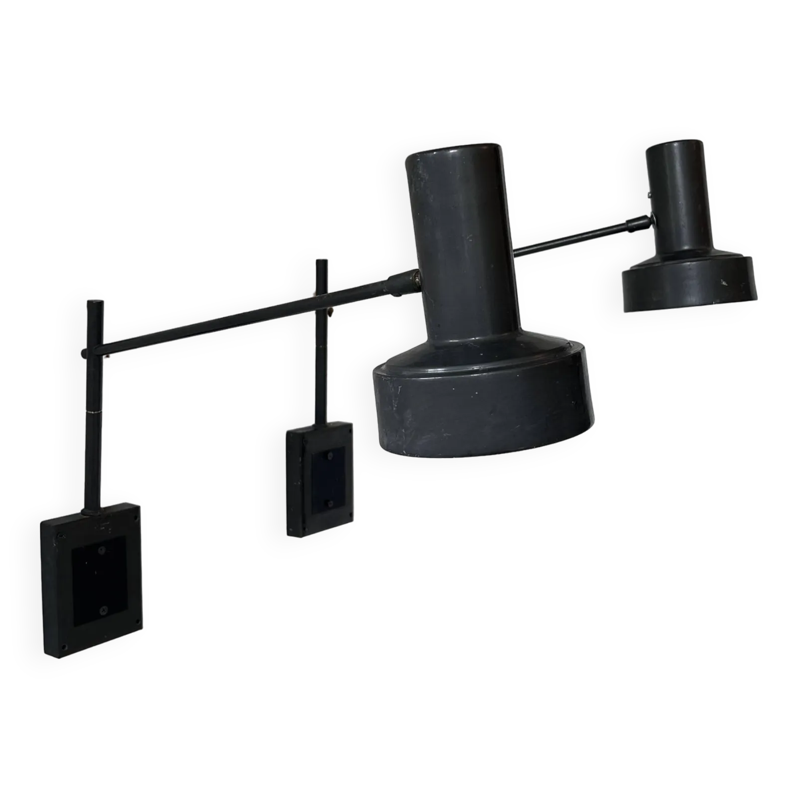 Pair Of Vintage Adjustable Wall Lights, Matte Black Metal, France 1960s