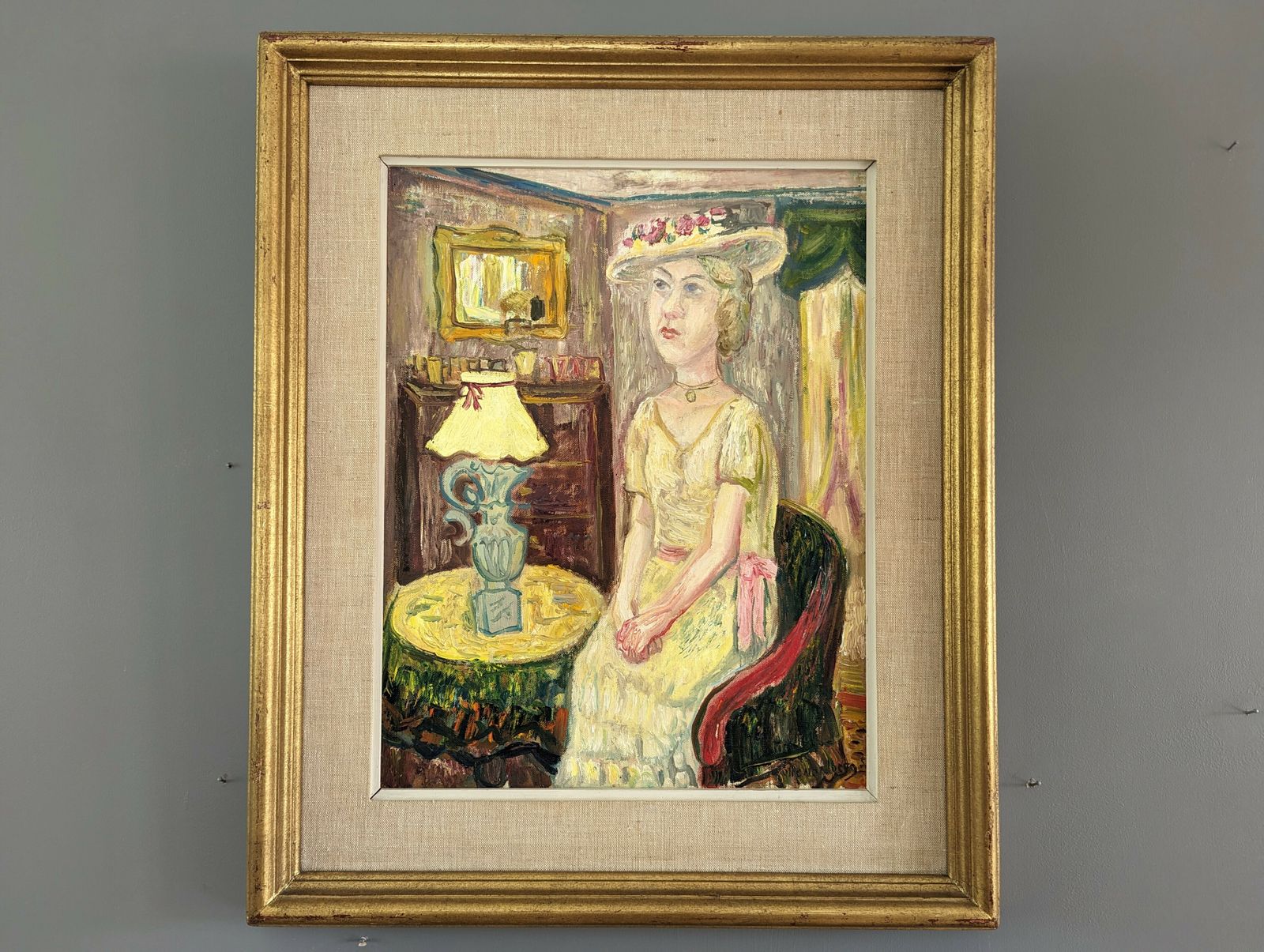Lady In Yellow Oil Painting, Modernist
