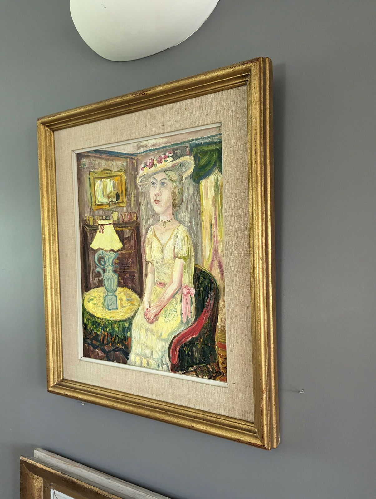 Lady In Yellow Oil Painting, Modernist photo vinterior