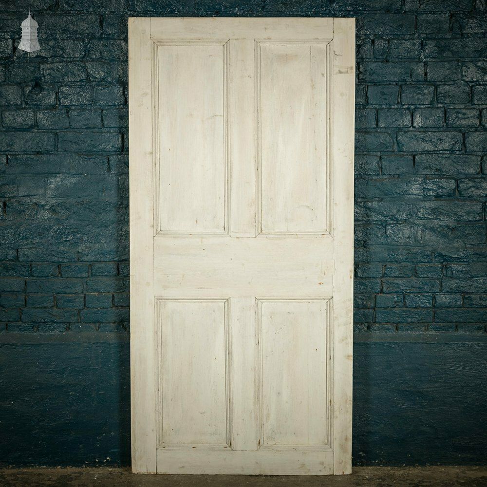 Four Panel Door, White Painted Pine Paneled Door photo 120.0