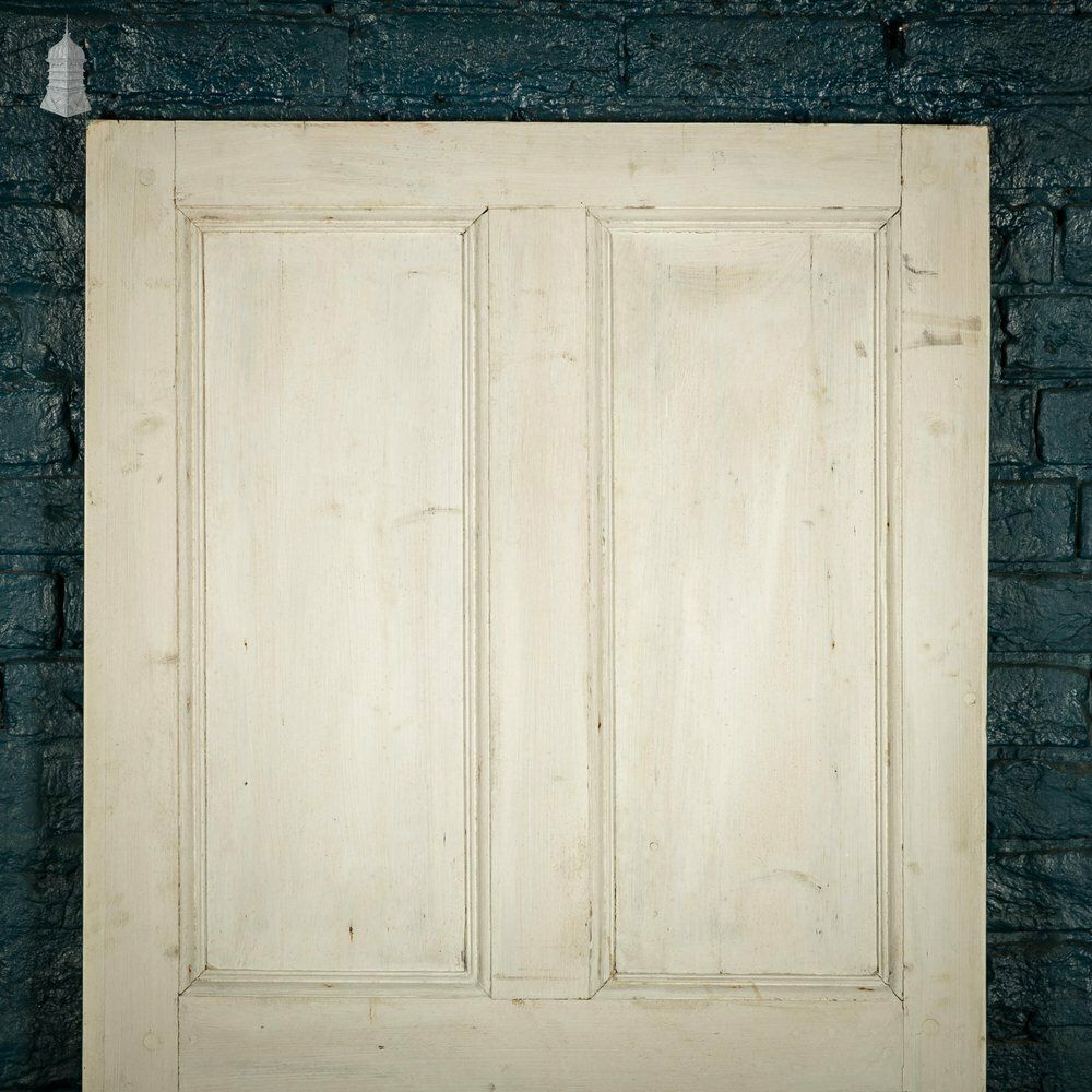photo for sale Four Panel Door, White Painted Pine Paneled Door