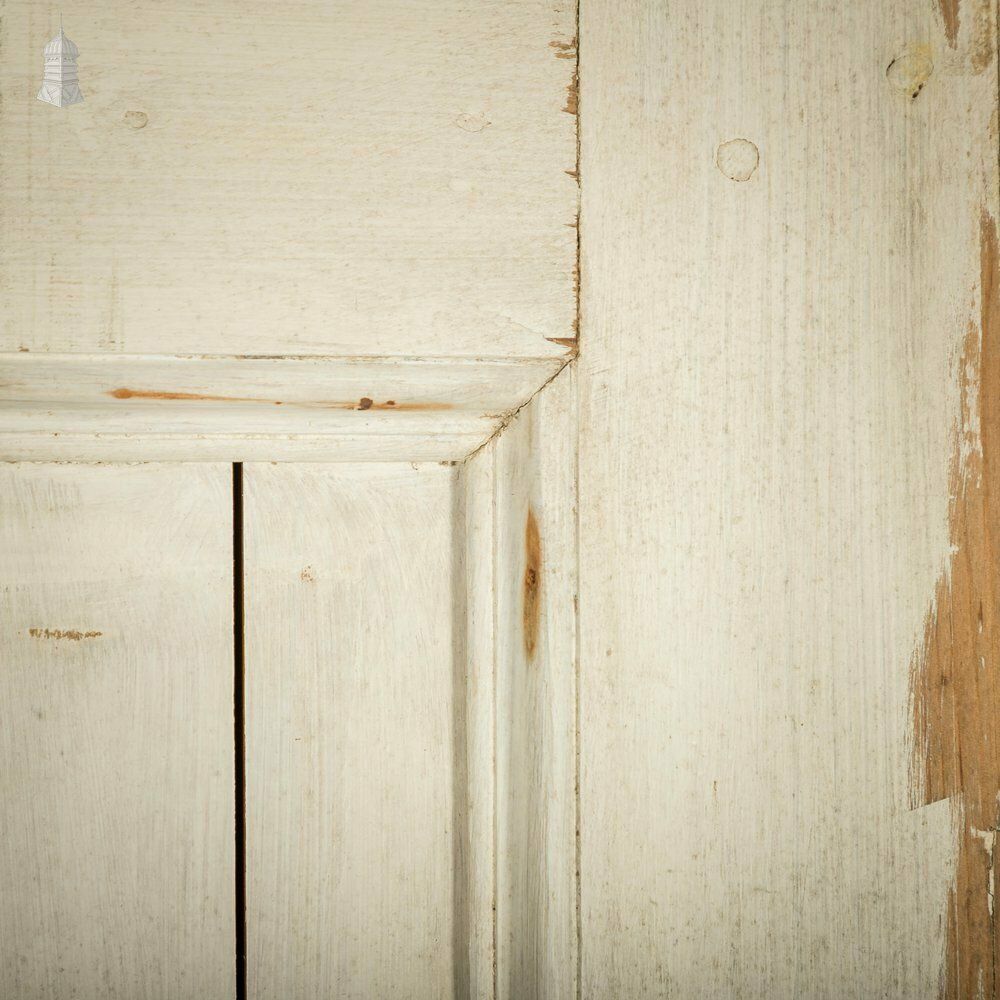 Pine Paneled Door, Moulded 6 Panel, White Painted photo vintage