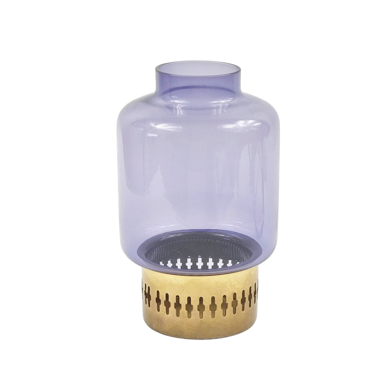 Mid Century Scandinavian Glass & Brass Candleholder Model L 95 From Hans Agne Jakobsson Ab Markaryd, Sweden, 1960s