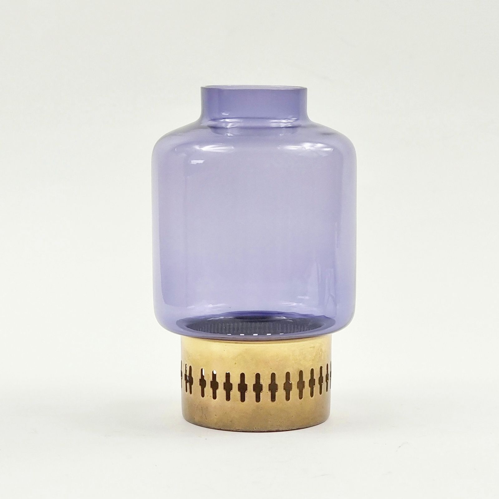 Mid Century Scandinavian Glass & Brass Candleholder Model L 95 From Hans Agne Jakobsson Ab Markaryd, Sweden, 1960s photo for sale