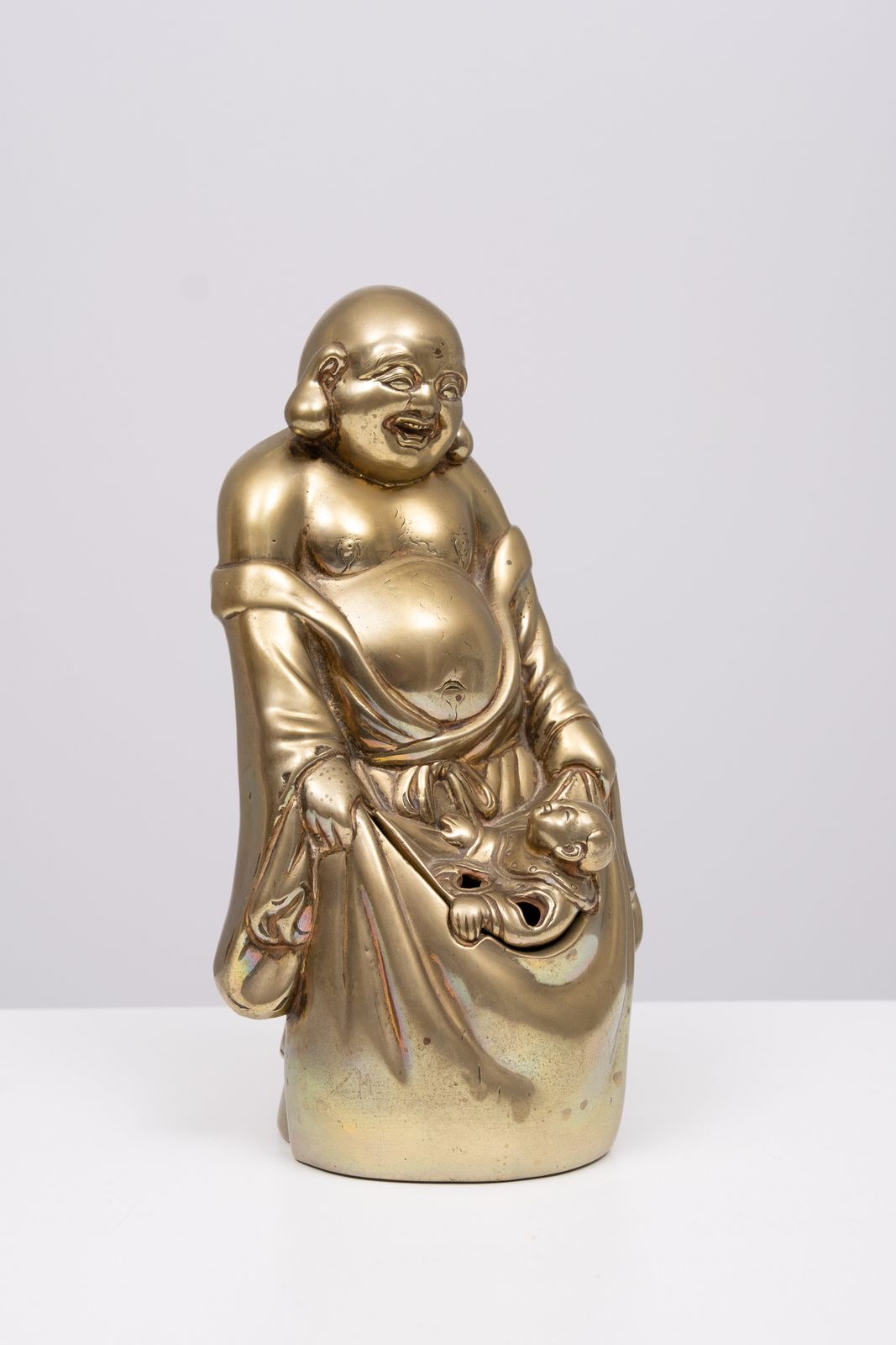 Brass Buddha With Child Incense 1940s China photo 625.0