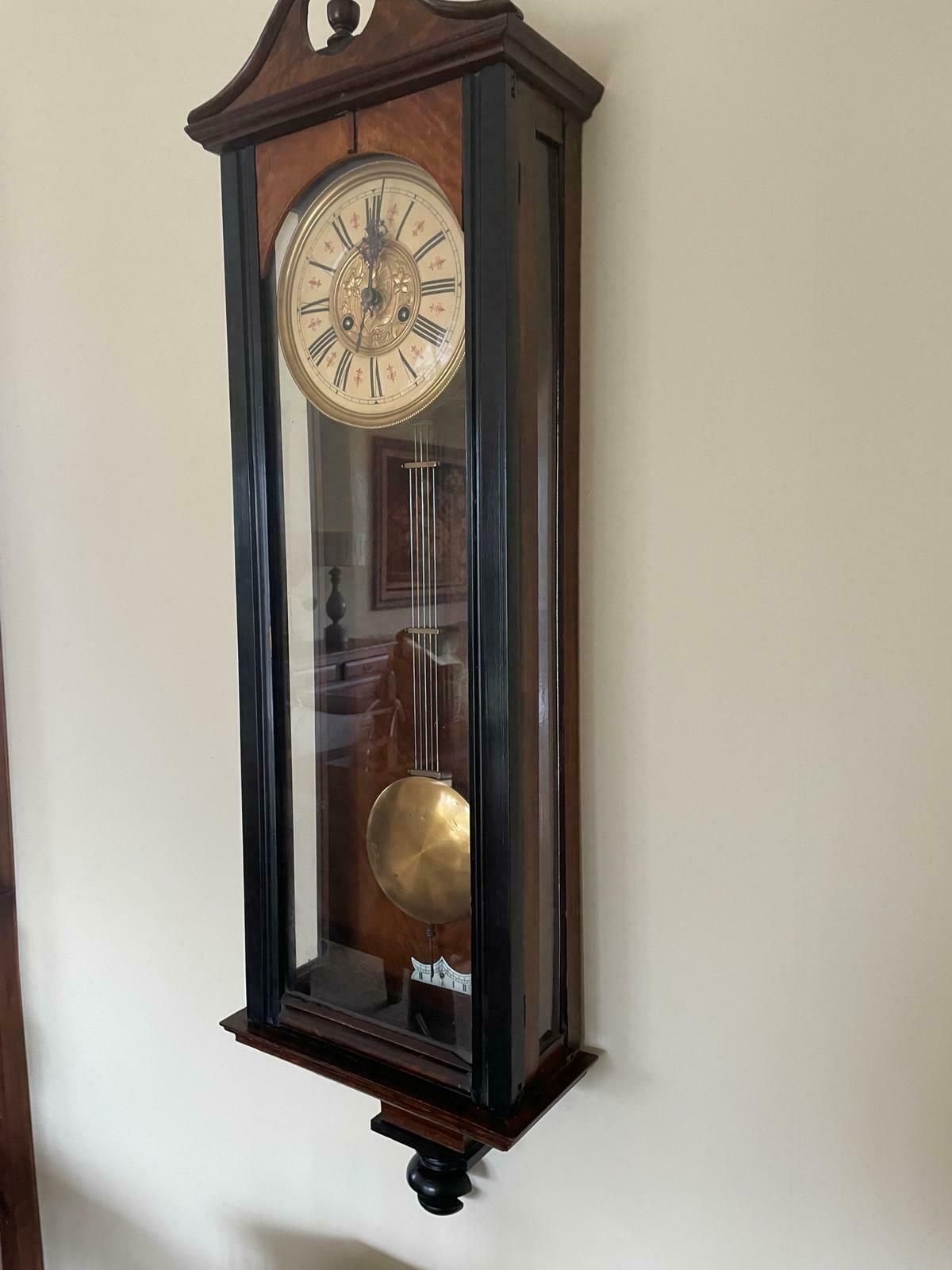 Vienna Wall Clock Art Nouveau Style Enamelled Face/Brass C1905 photo furniture