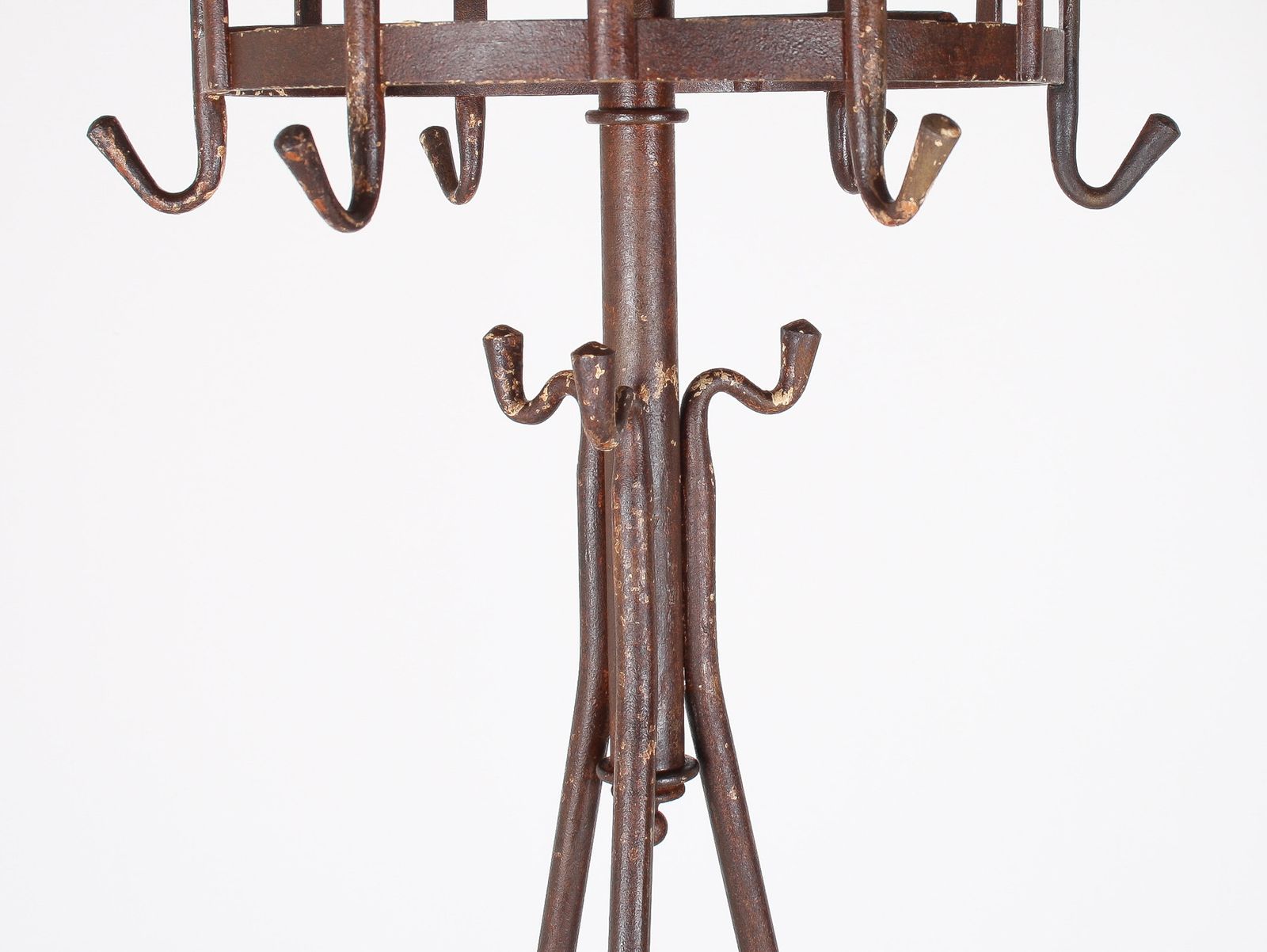 photo vintage A 19th Century Blacksmith Made Wrought Iron Hat, Coat & Umbrella Stand