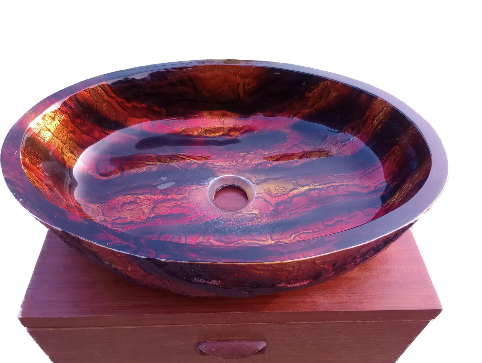 Orange & Black Tempered Glass Countertop Sink Basin photo Home Decor