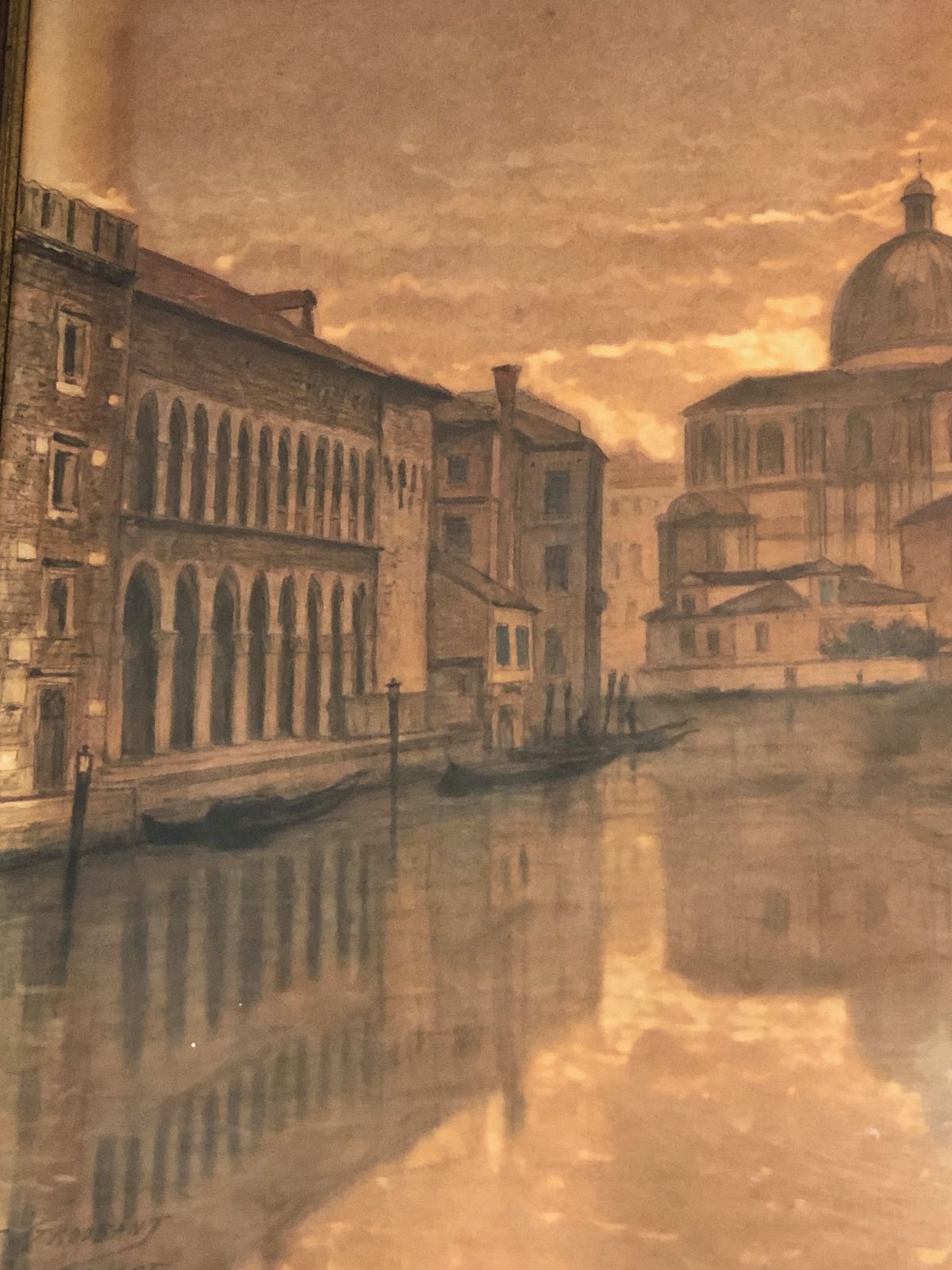 Great View Of Venice. Charcoal. Signed François Stroobant (1819 1916) photo for sale