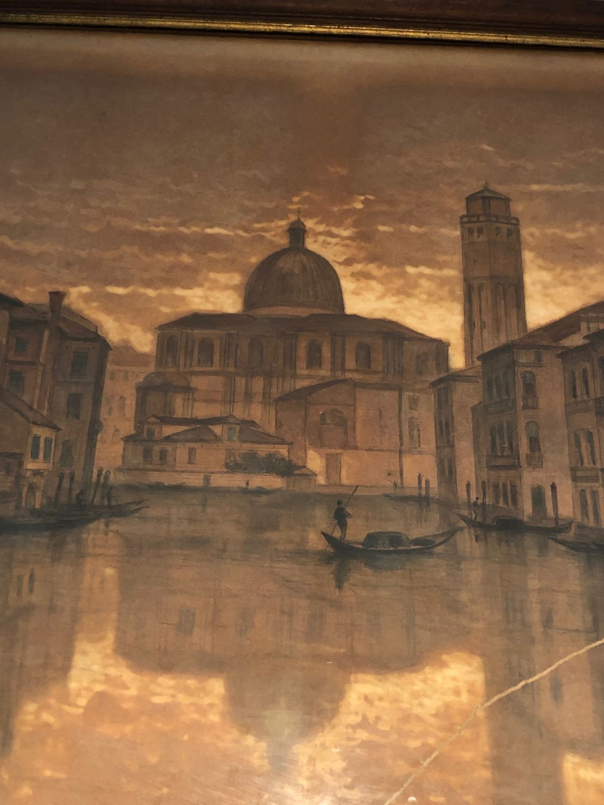 2500.0 Great View Of Venice. Charcoal. Signed François Stroobant (1819 1916) photo