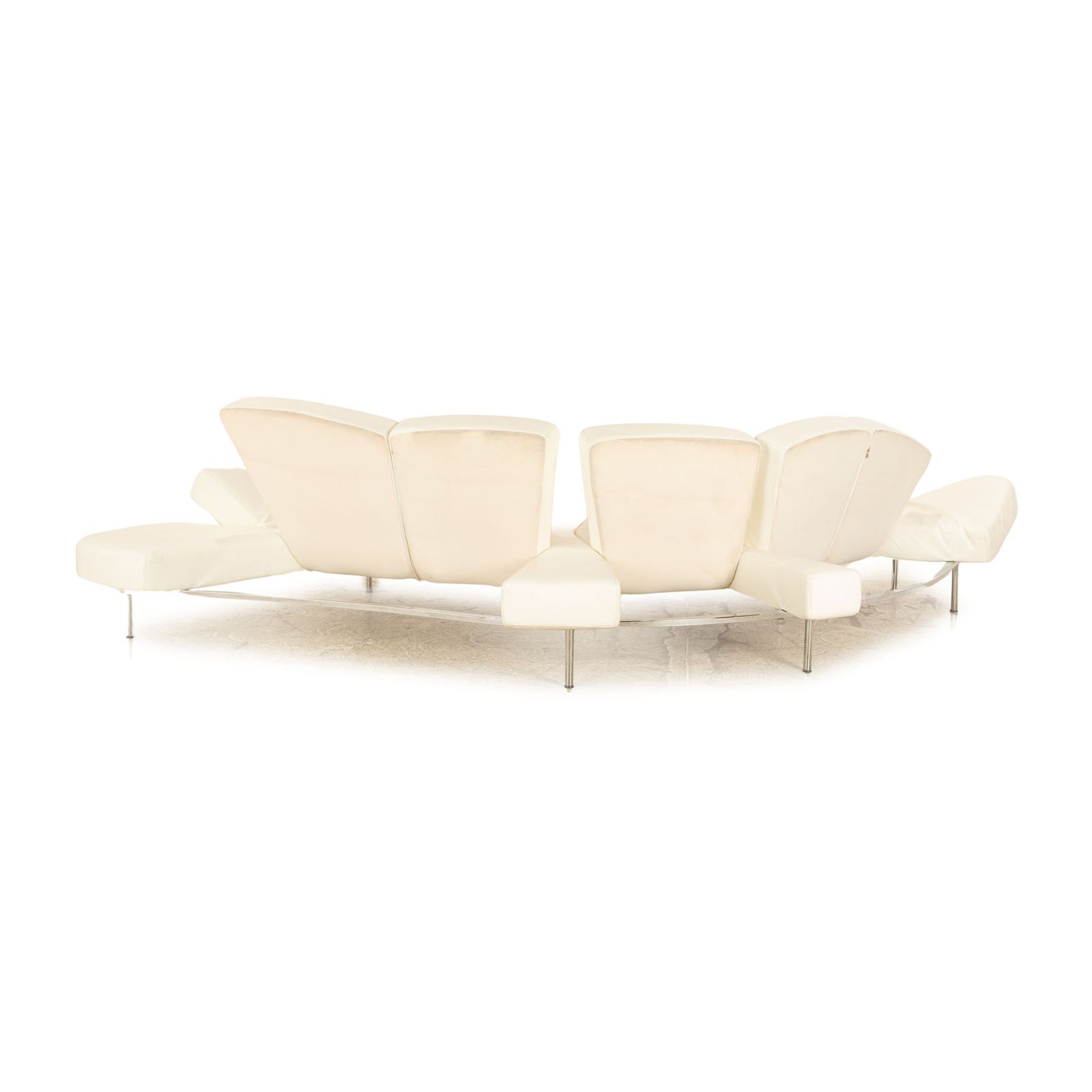 Mobilier Canapé d'angle Edra Flap en cuir blanc crème, fonction manuelle photo