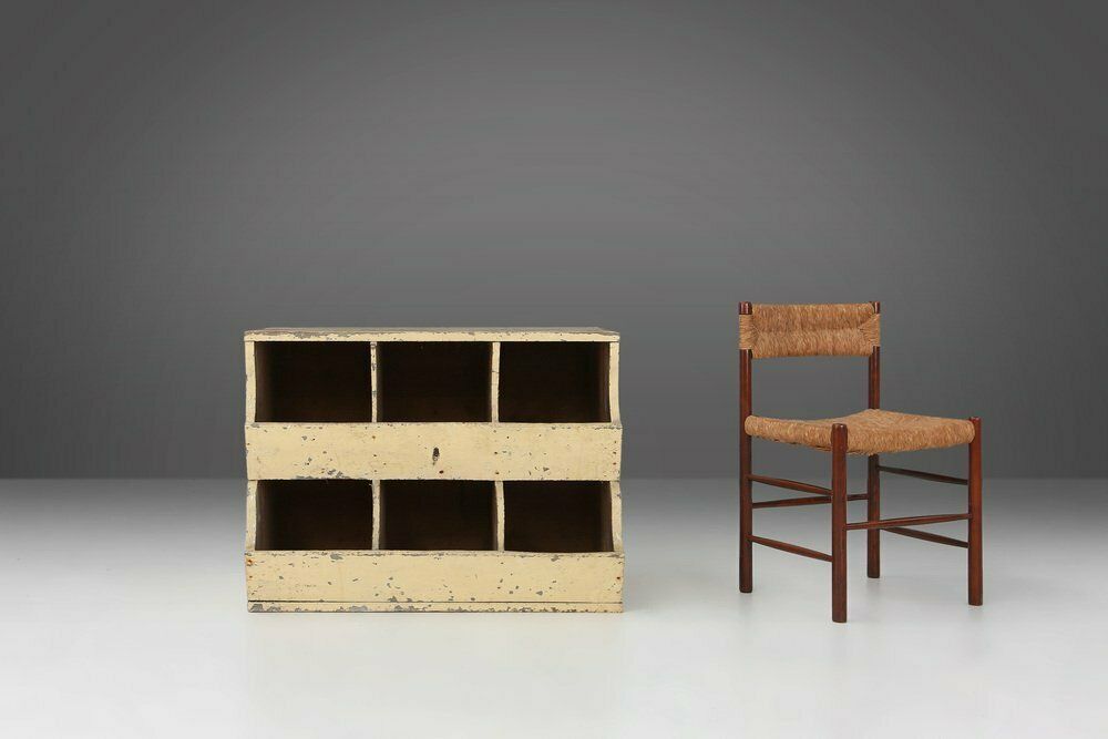 Industrial Compartment Cabinet With Rich Patina, France, 1890s photo furniture