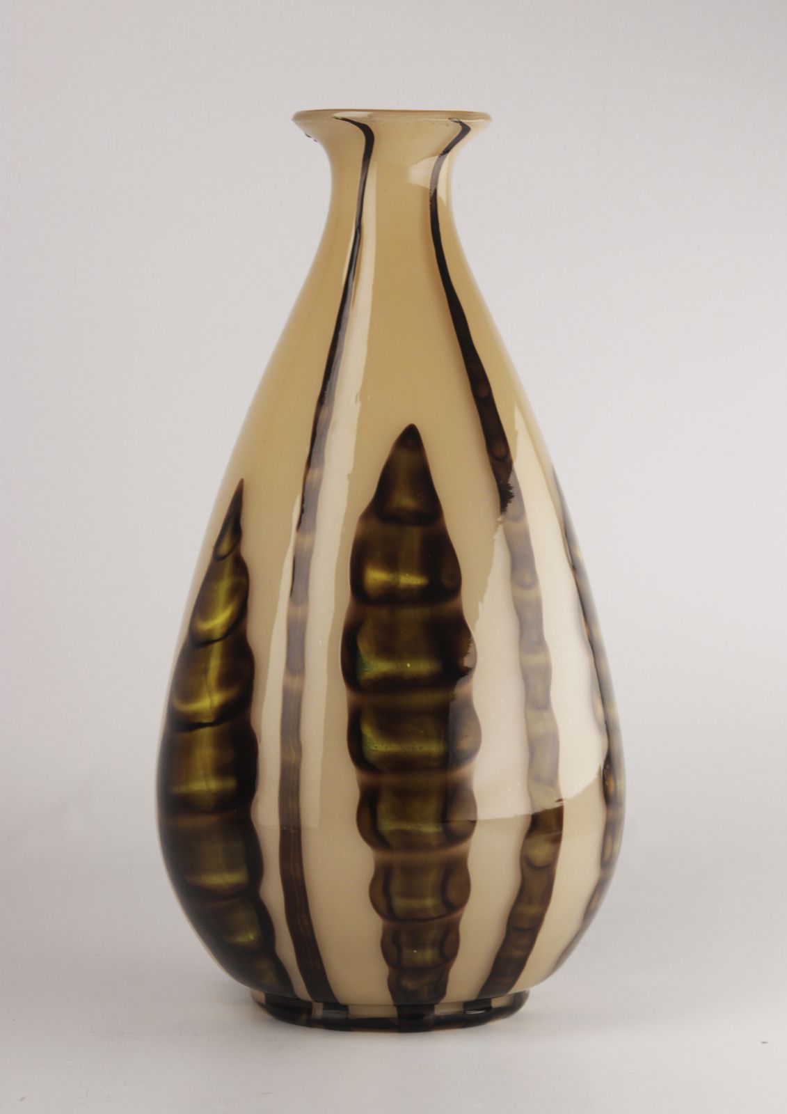 Early 20th Century Art Déco Czech Glazed Art Glass Bulbous Vase Decorated With Plant Motifs photo furniture