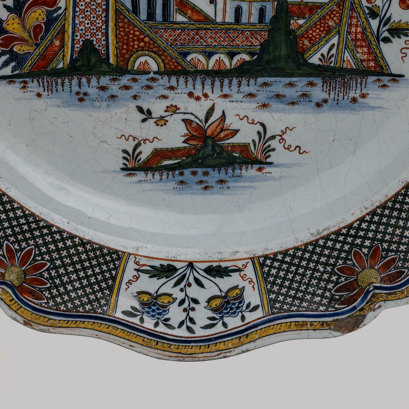 Large Majolica Dish France Rouen Manufactory Of Jean Baptiste Guillibaud, 1730 photo 3040.0