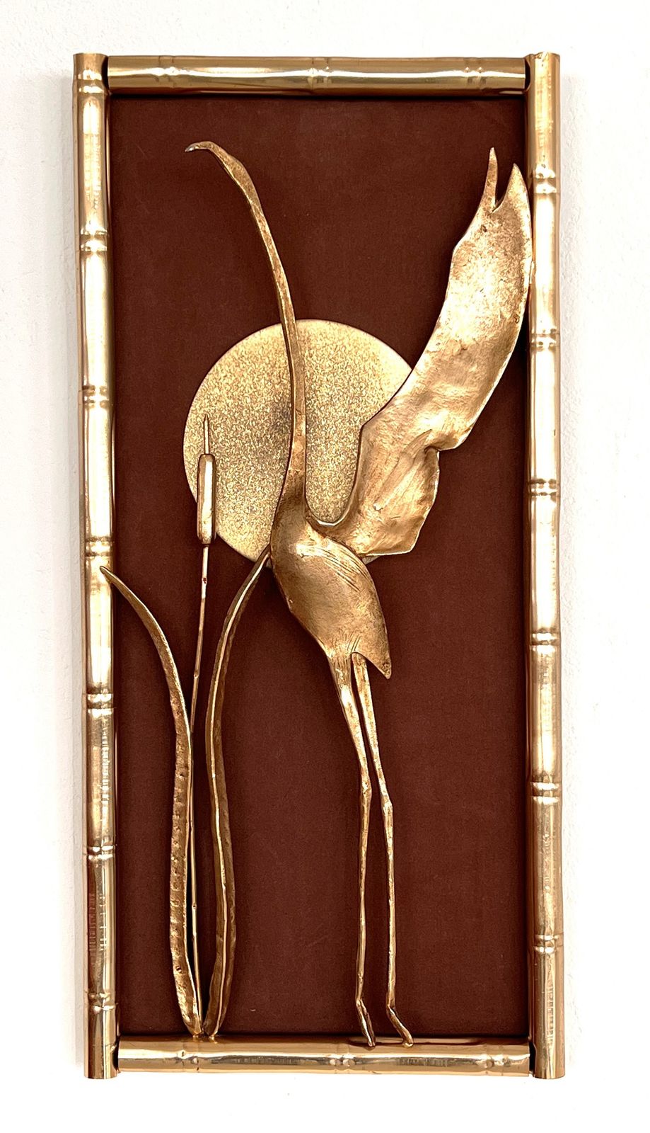 Italian Illuminated Wall Art Frame In The Shape Of A Golden Heron photo Art